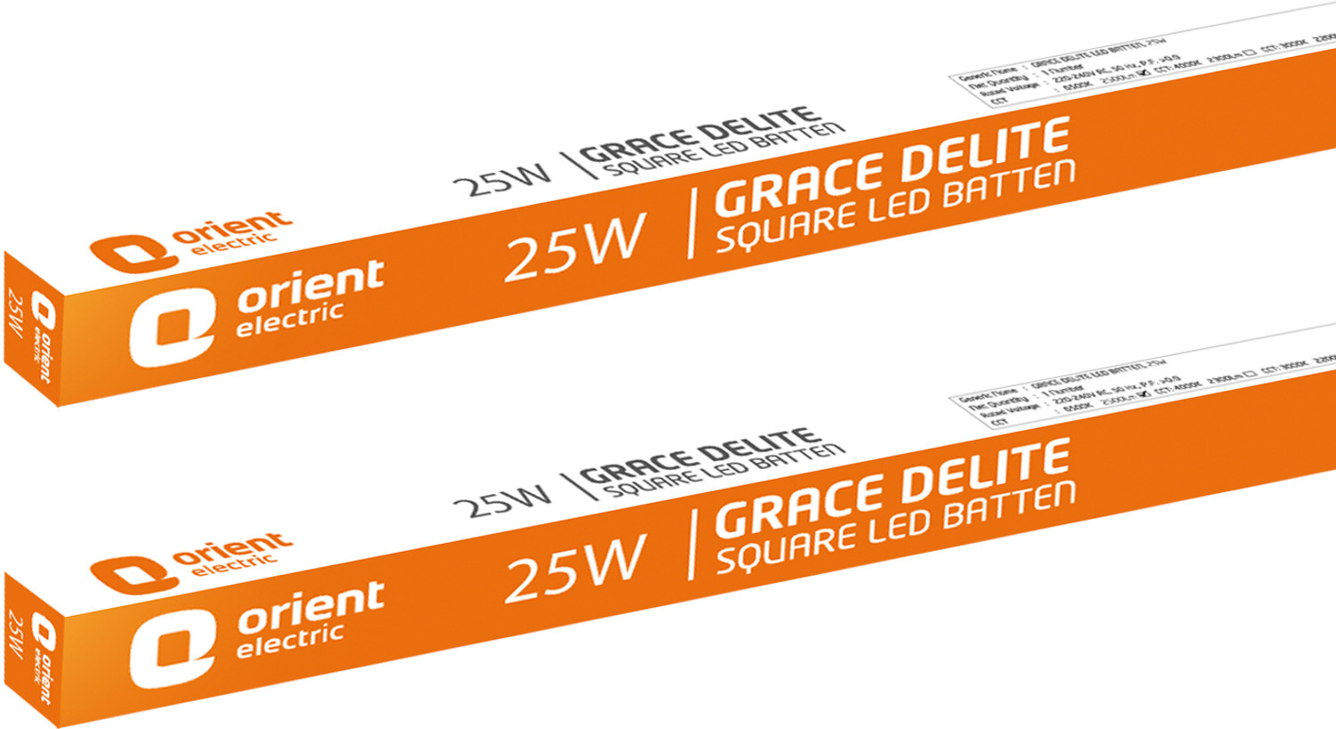 Image of Orient Electric Grace Delite Ultra Slim 25W Batten, Highly Efficient & Surge Protection 25 W 110 cm Tube Light (White, Pack of 2)