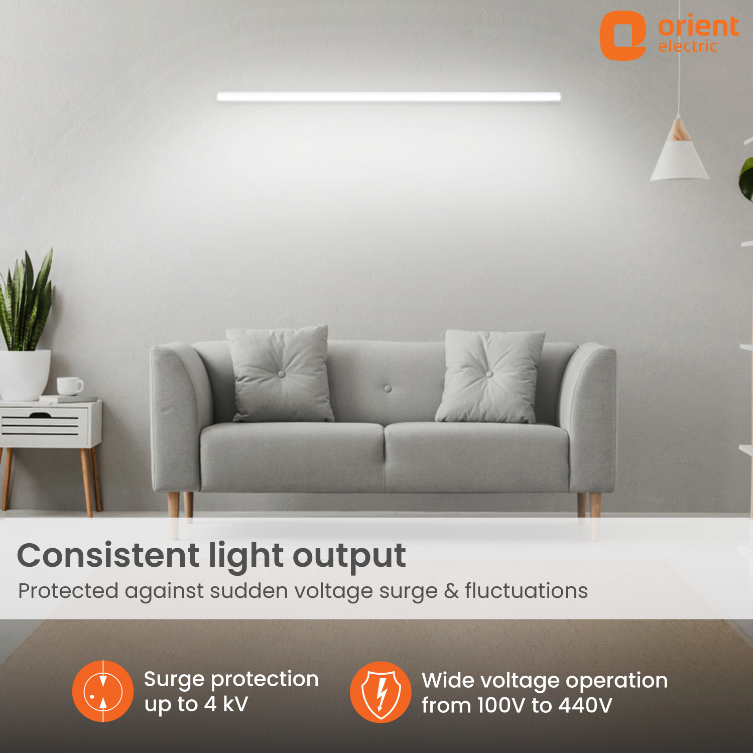 Image of Orient Electric Grace Delite Mushroom 36W Batten, Highly Efficient & Surge Protection 36 W 110 cm Tube Light (White, Pack of 2)