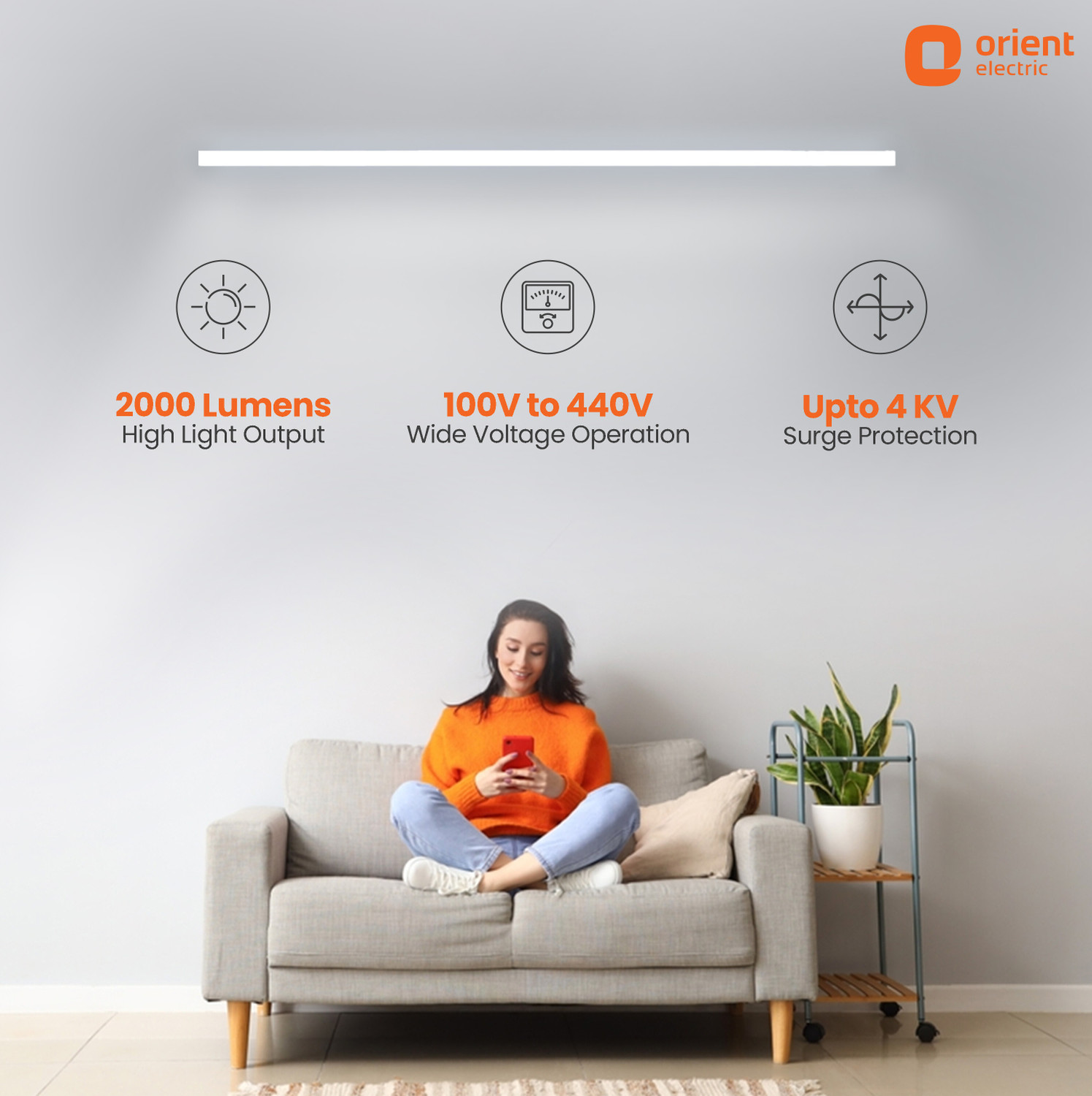 Image of Orient Electric 20W LED Batten I 3 in 1 Tubelight I 20 W 110 cm Tube Light