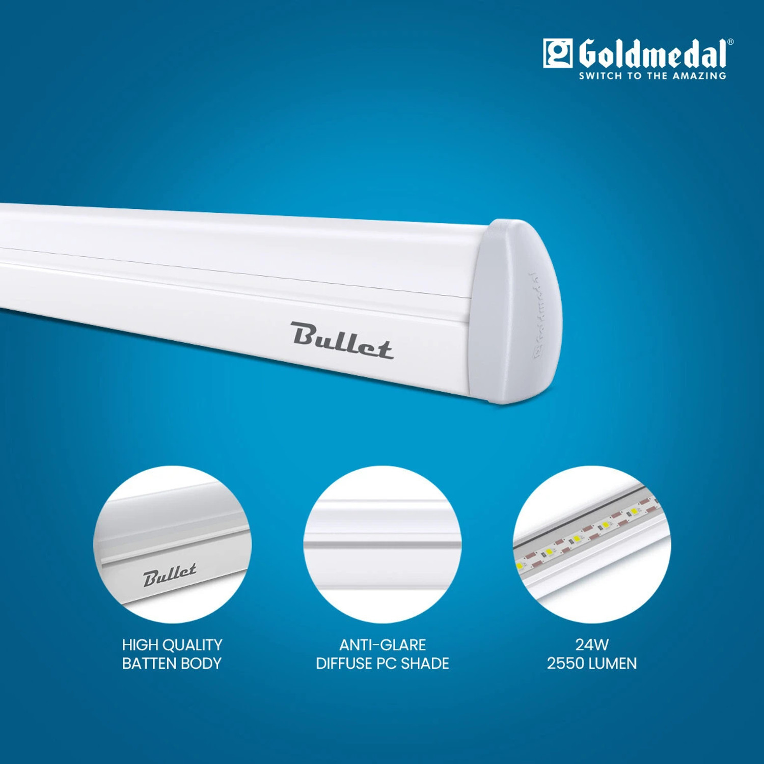 Image of Goldmedal Bullet Cool Daylight (6500K) 24 W 118 cm Tube Light