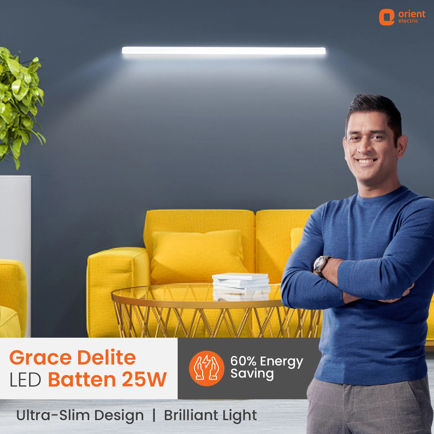Image of Orient Electric Grace Delite Ultra Slim 25W Batten, Highly Efficient &Surge Protection 25 W 110 cm Tube Light (White, Pack of 8)