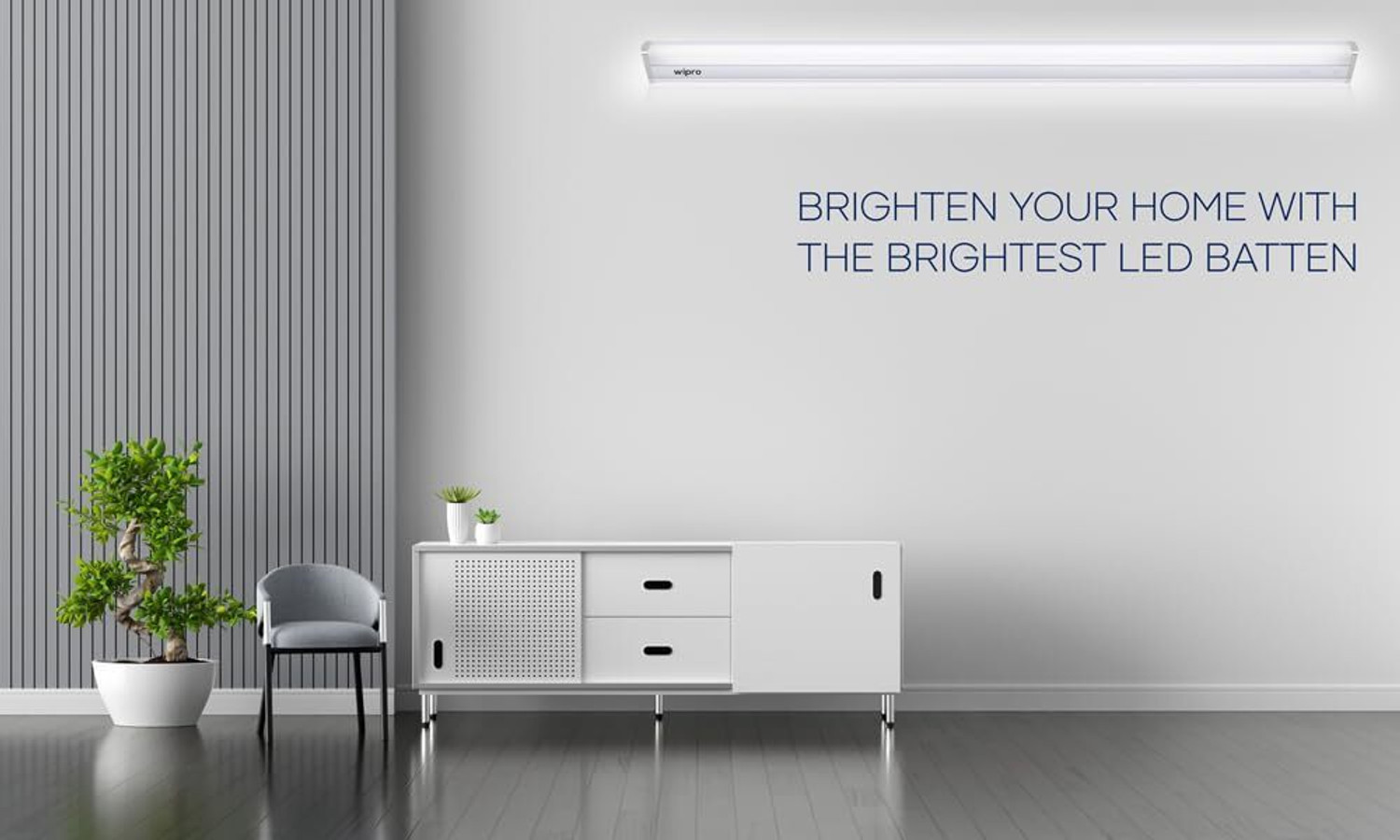 Image of Wipro Garnet 30W LED Batten | Cool Day Light (6500K) 30 W 114 cm Tube Light