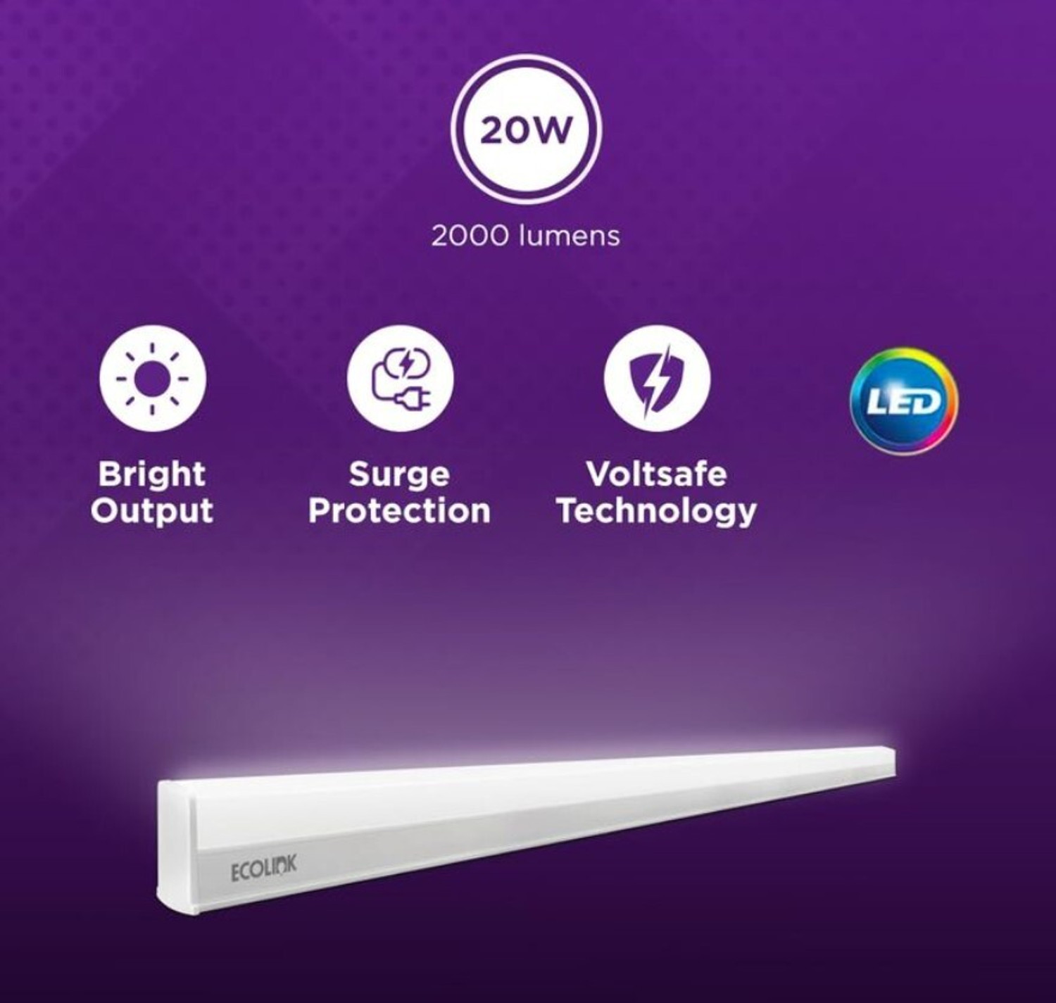 Image of EcoLink CHAMPION 20W LED COOL WHITE BATTEN PACK OF 3 20 W 112 cm Tube Light