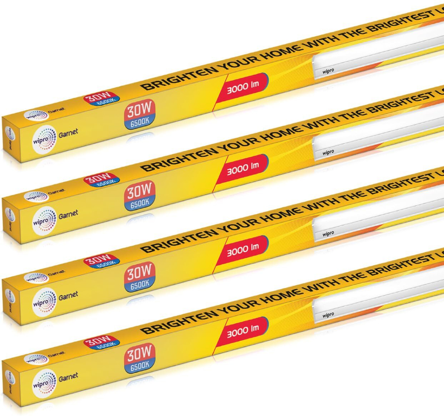 Image of Wipro Garnet 30W LED Batten | Cool Day Light (6500K) Pack of 4 30 W 114 cm Tube Light