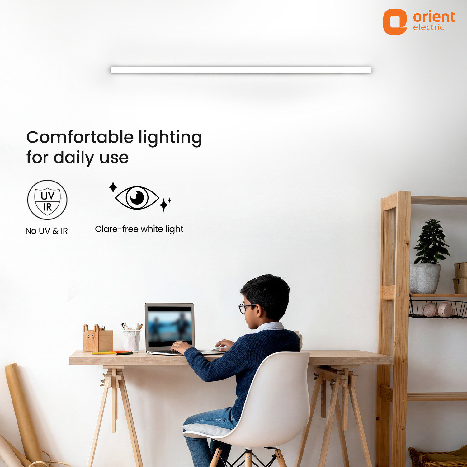 Image of Orient Electric Grace Pro 6500K Square 24W Batten,Highly Efficient & Surge Protection, Pack of 2 24 W 110 cm Tube Light