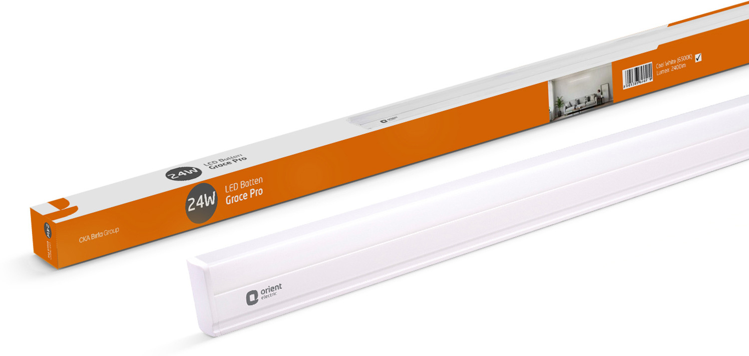 Image of Orient Electric Grace Pro 6500K Square 24W Batten,Highly Efficient & Surge Protection 24 W 110 cm Tube Light