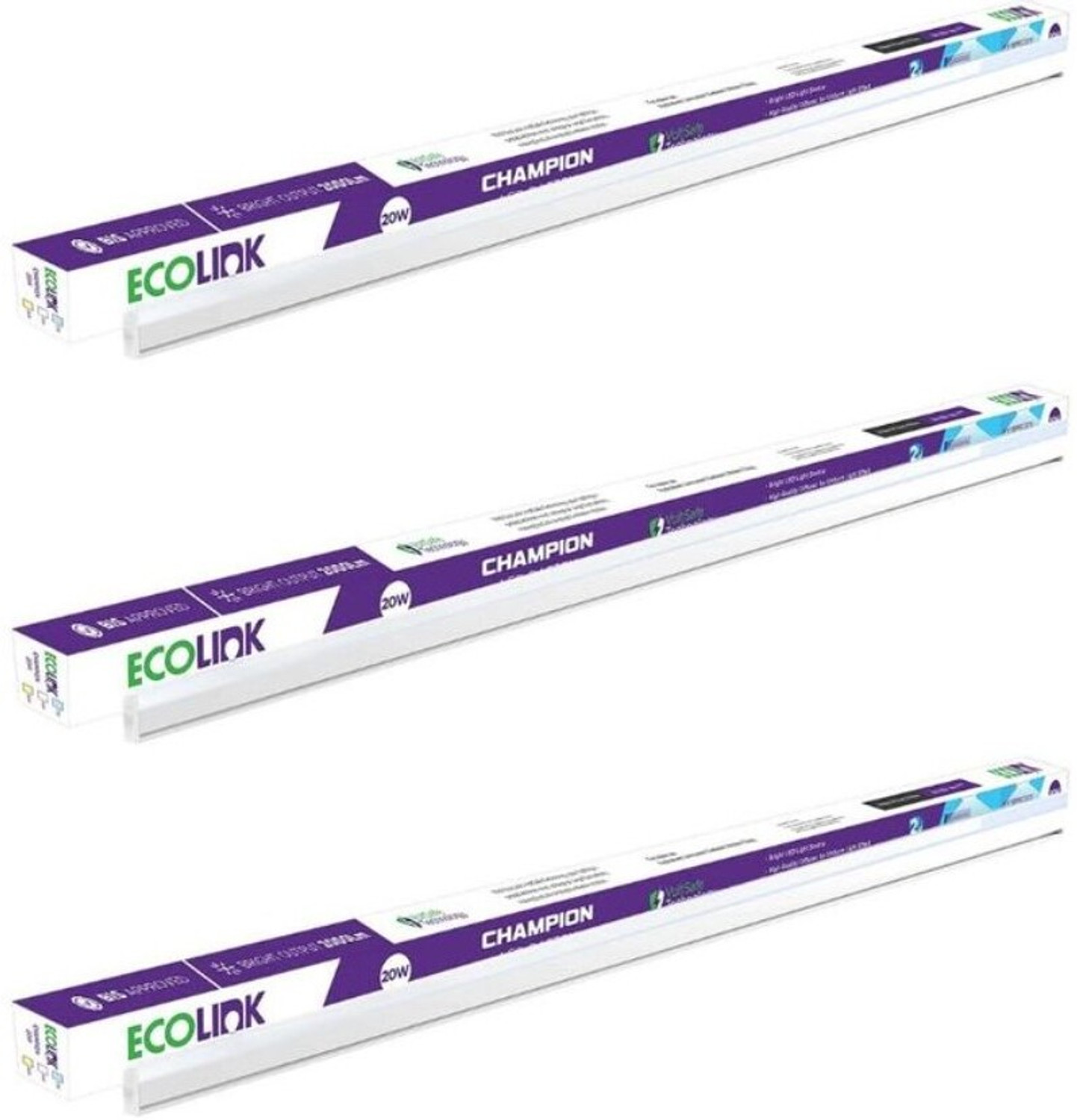 Image of EcoLink CHAMPION 20W LED COOL WHITE BATTEN PACK OF 3 20 W 112 cm Tube Light