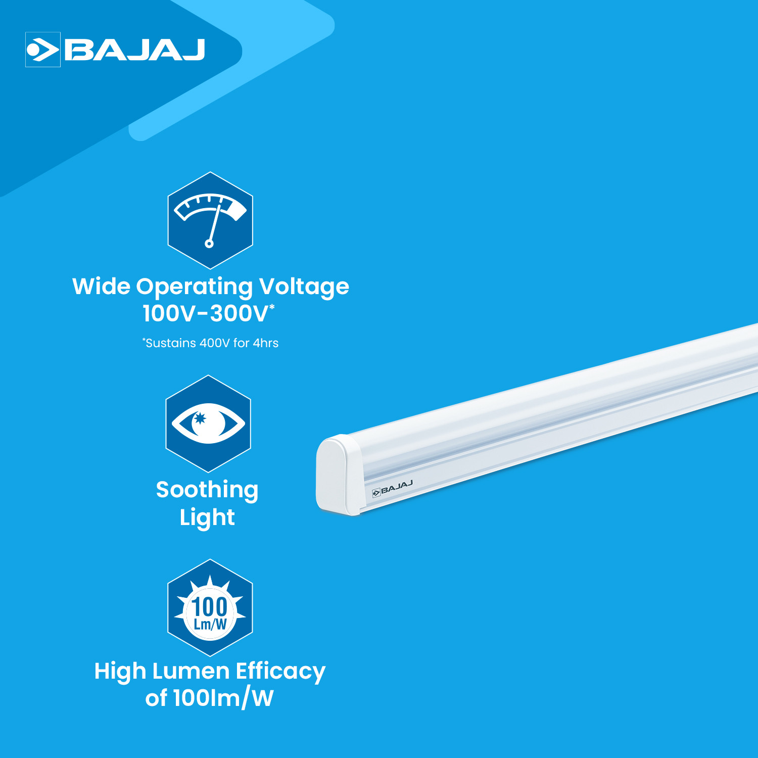 Image of BAJAJ IVORA Batten CDL 20 W 112 cm Tube Light