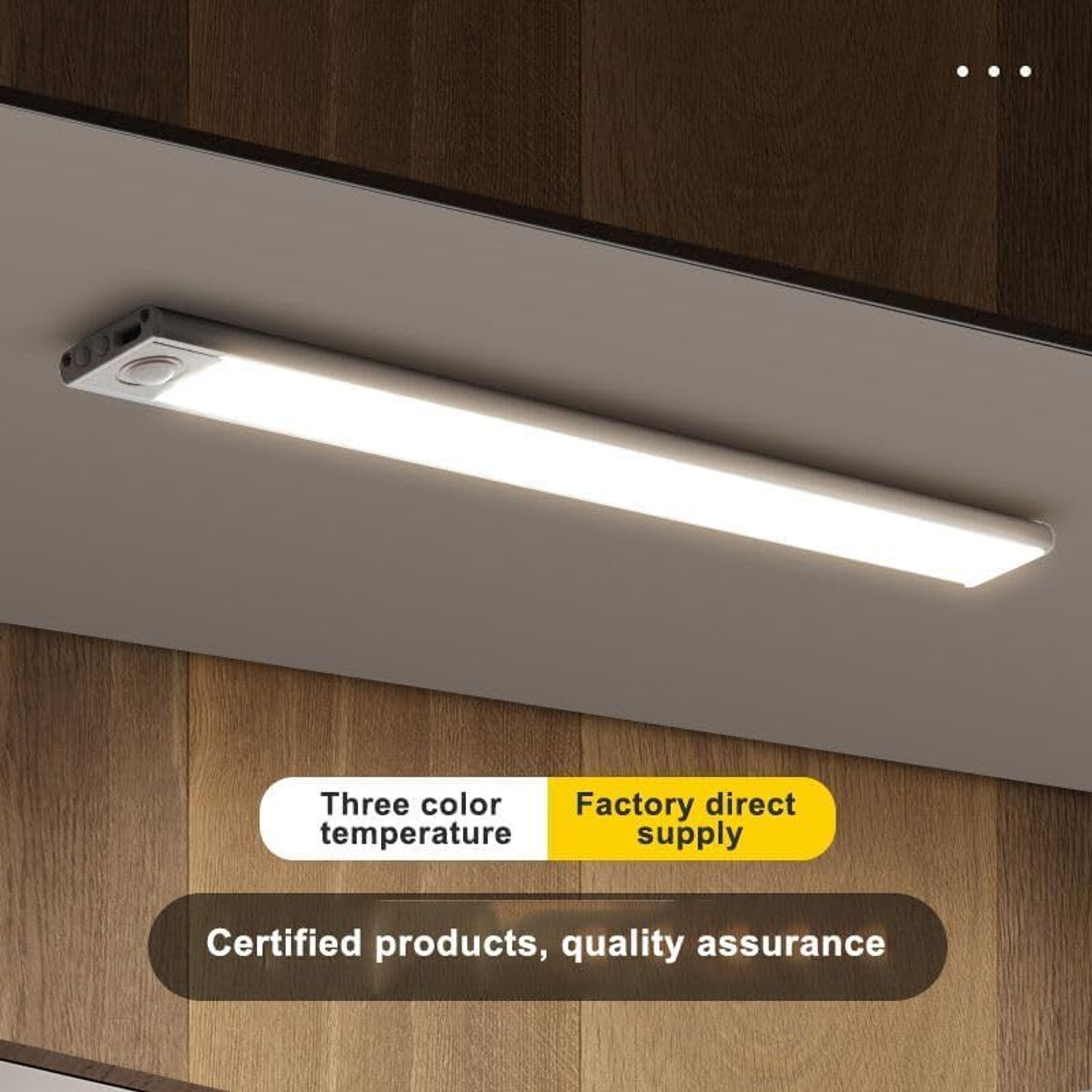 Image of One94Store Rechargeable 30 cm Motion Sensor LED Light, Wireless Under Cabinet 3 Color Modes 2 W 30 cm Tube Light (White, Yellow)