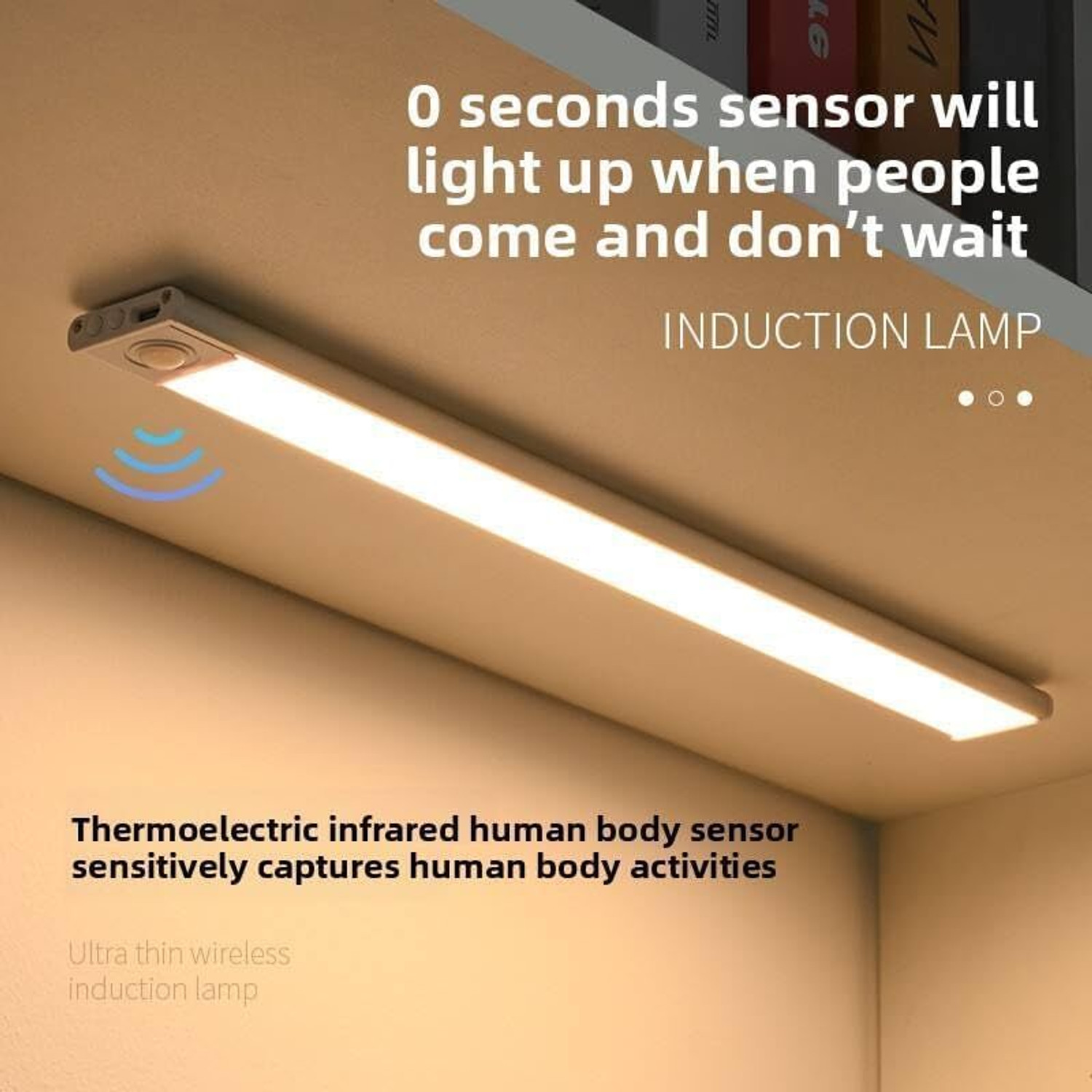 Image of One94Store Rechargeable 30 cm Motion Sensor LED Light, Wireless Under Cabinet 3 Color Modes 2 W 30 cm Tube Light (White, Yellow)