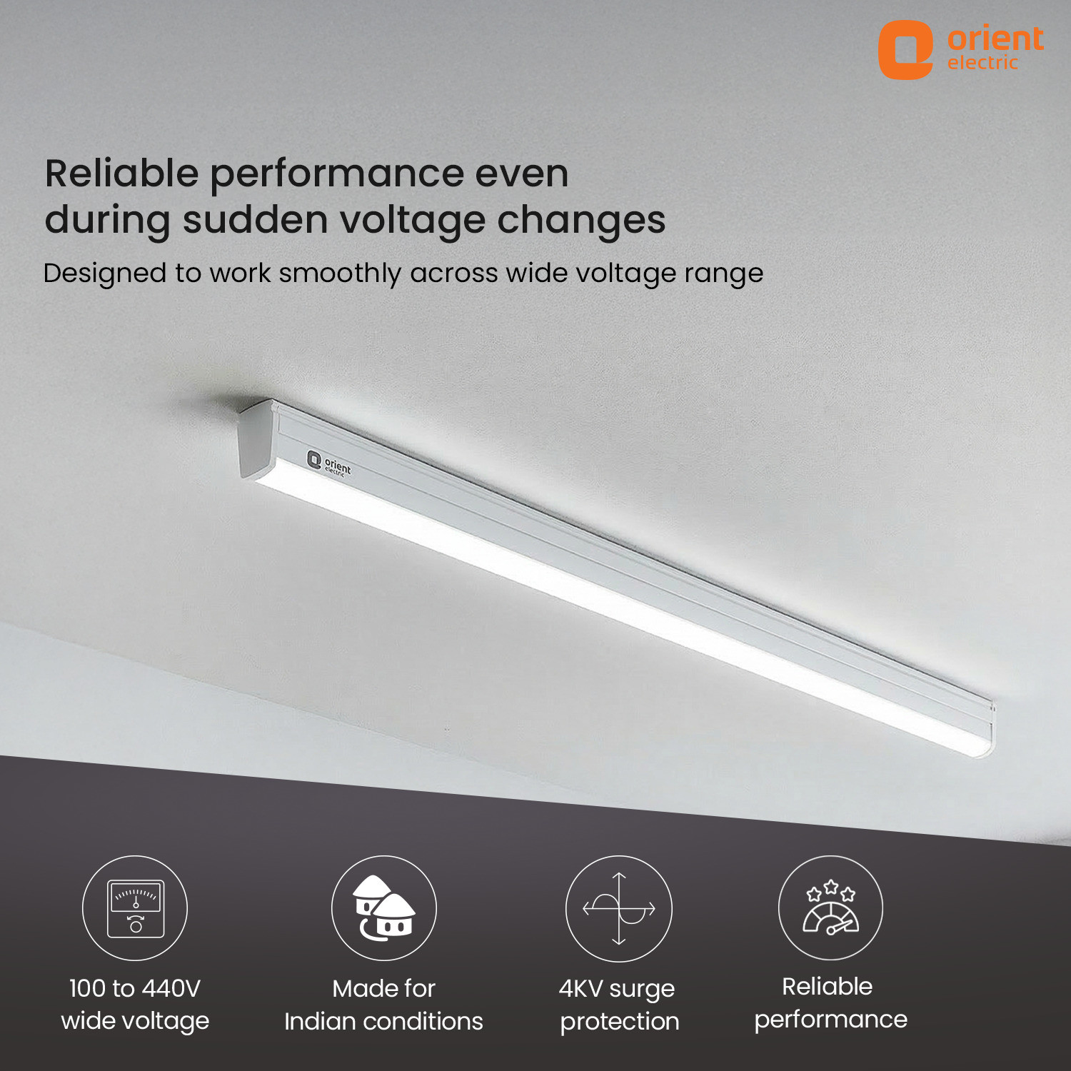 Image of Orient Electric Grace Pro 6500K Square 24W Batten,Highly Efficient & Surge Protection, Pack of 2 24 W 110 cm Tube Light
