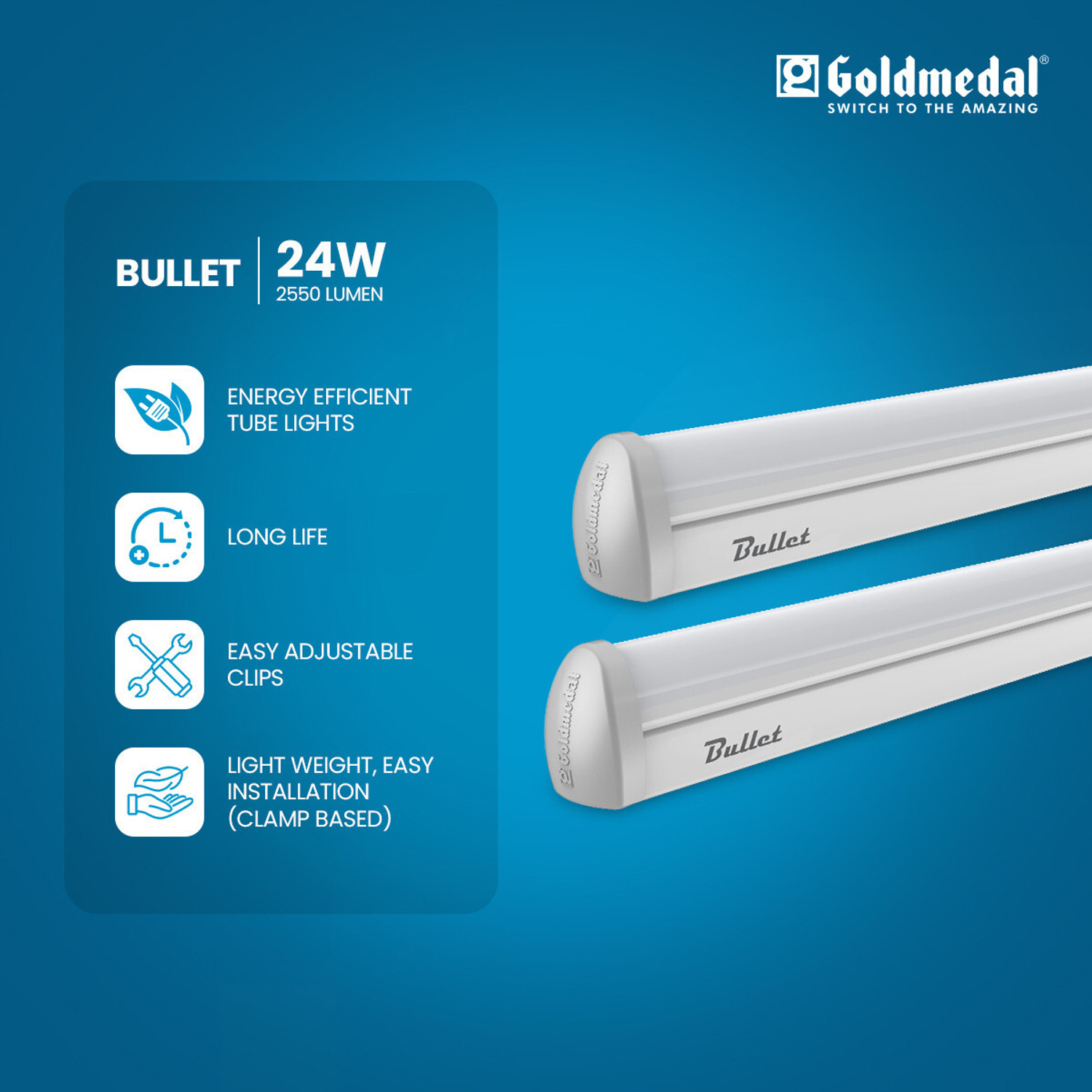 Image of Goldmedal Bullet Cool Daylight (6500K) 24 W 118 cm Tube Light