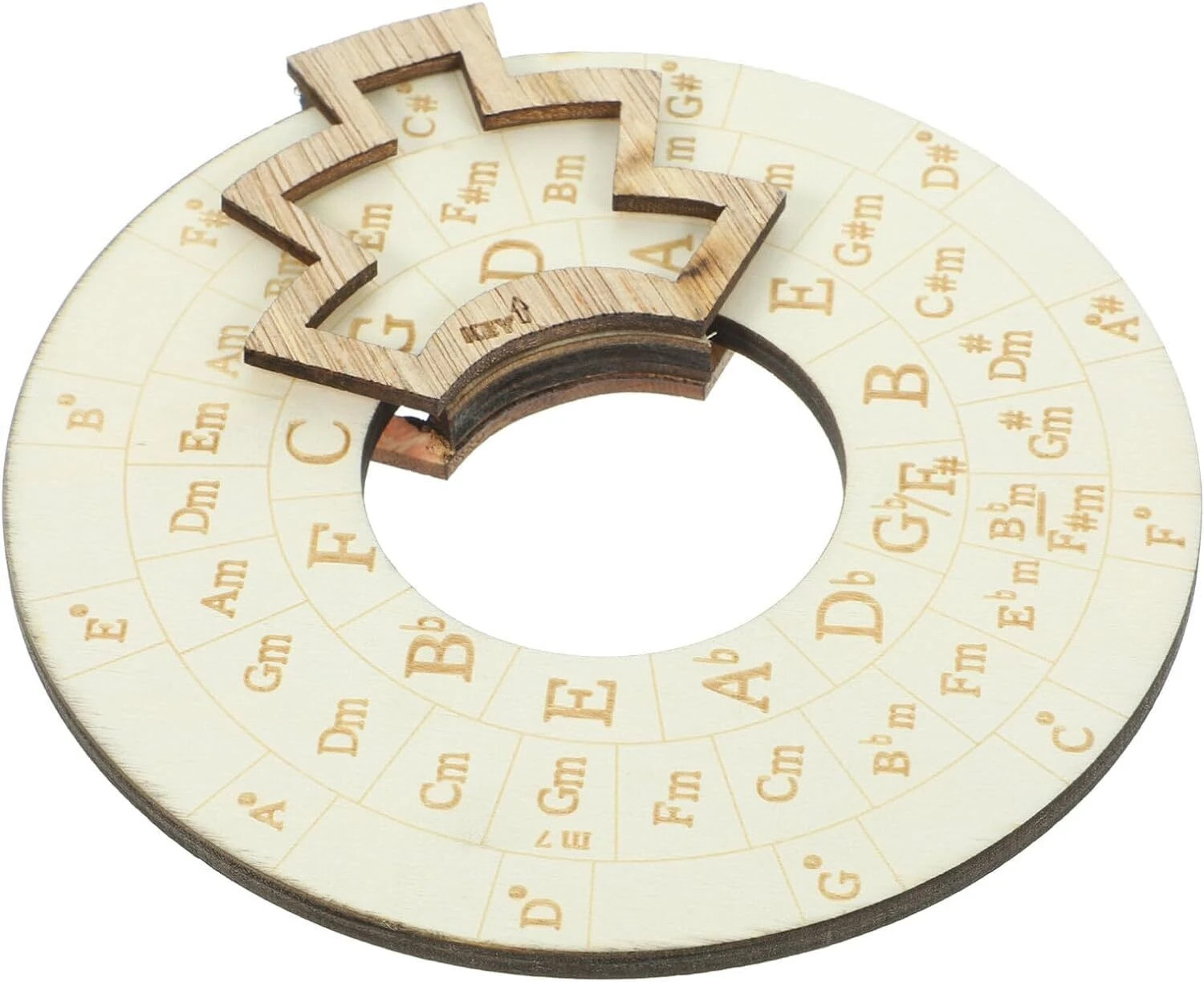 Image of amiciSound Circle of Fifth Wheel for Music Theory Reference, Wooden Melody Tool Manual Analog Tuner