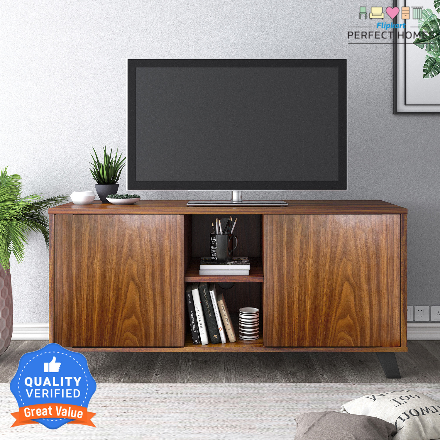 Image of Flipkart Perfect Homes Shelby Engineered Wood TV Entertainment Unit