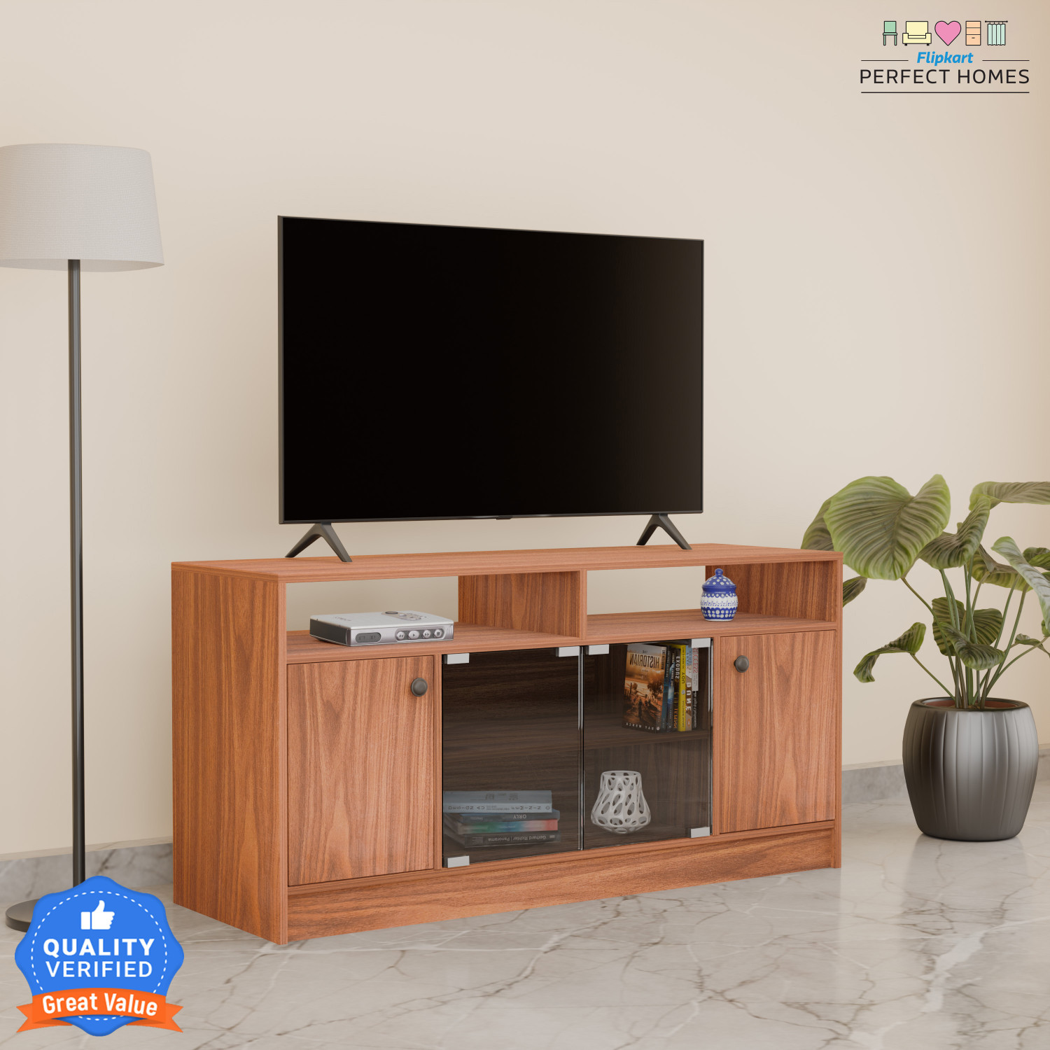 Image of Flipkart Perfect Homes Phonox Engineered Wood TV Entertainment Unit