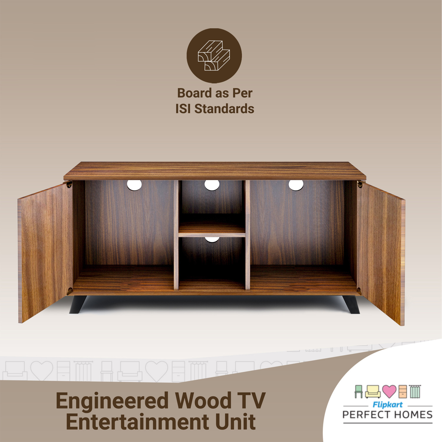 Image of Flipkart Perfect Homes Shelby Engineered Wood TV Entertainment Unit