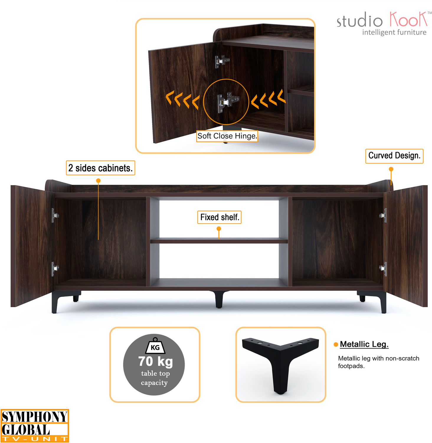 Image of Studio Kook Symphony Global Engineered Wood TV Entertainment Unit
