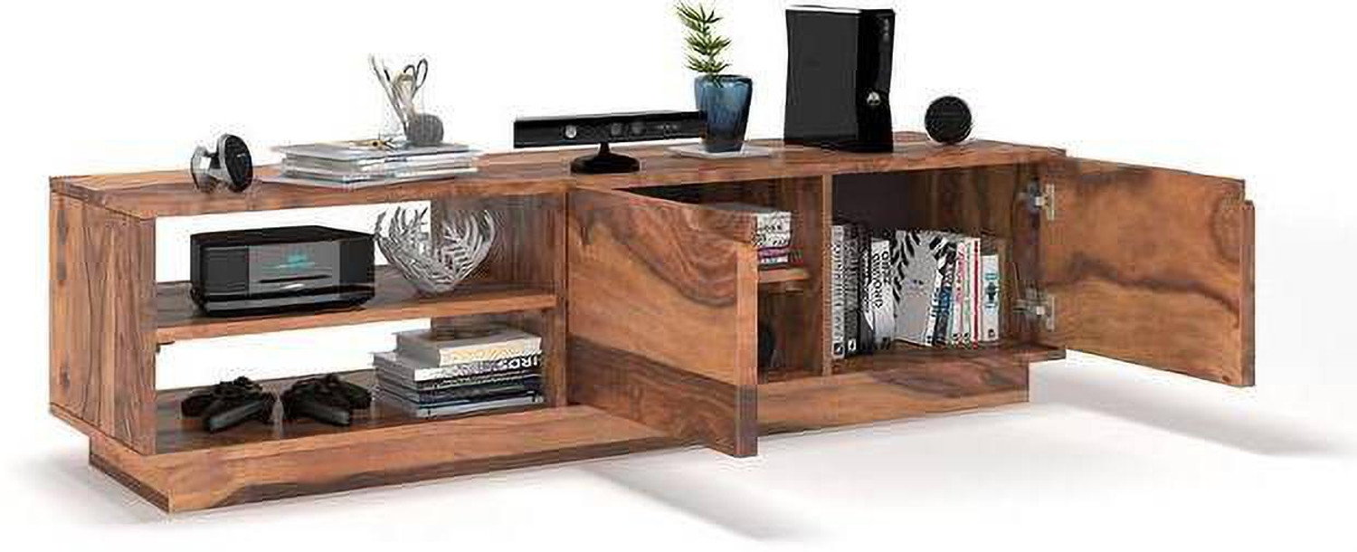 Image of mewar furniture Solid Sheesham Wood Entertainment Tv Unit For Living Room | Solid Wood TV Entertainment Unit
