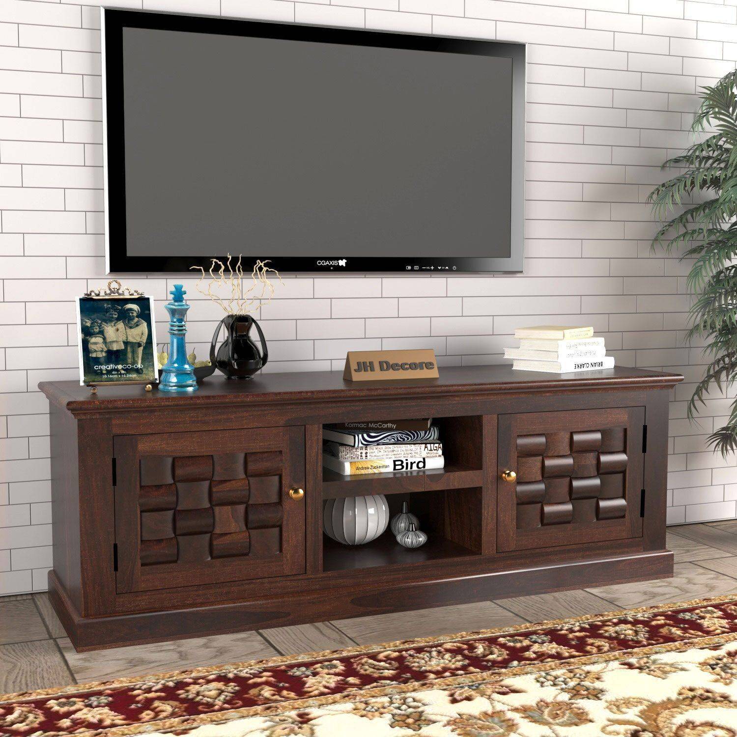Jh Decore Solid Wood TV Cabinet Wooden TV Rack TV Entertainment U