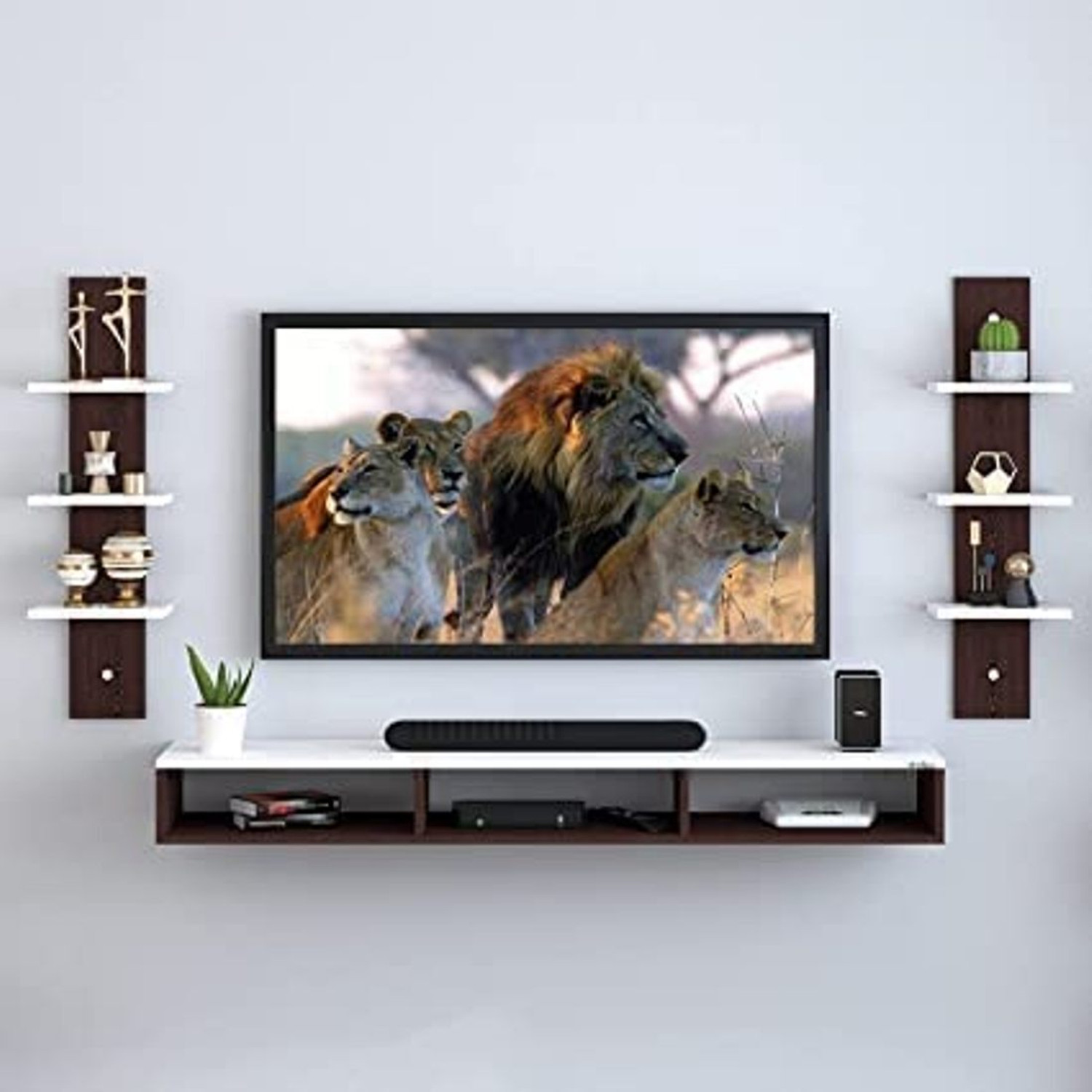 Image of Hridya Handicrafts Wall Mount Tv Entertainment Unit Living Room 32 INCH TV Engineered Wood TV Entertainment Unit