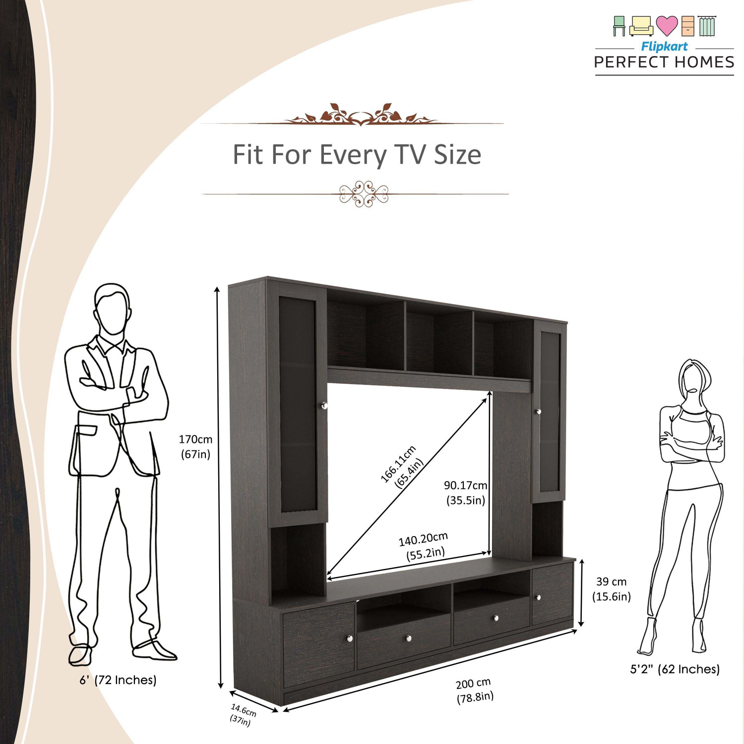 Image of Flipkart Perfect Homes Webster Engineered Wood TV Entertainment Unit
