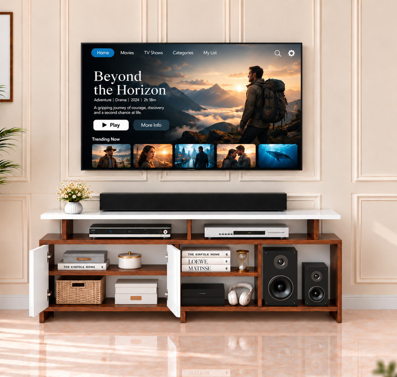 Image of Flipkart Perfect Homes Engineered Wood TV Entertainment Unit (Finish Color - Multicolor, DIY(Do-It-Yourself))