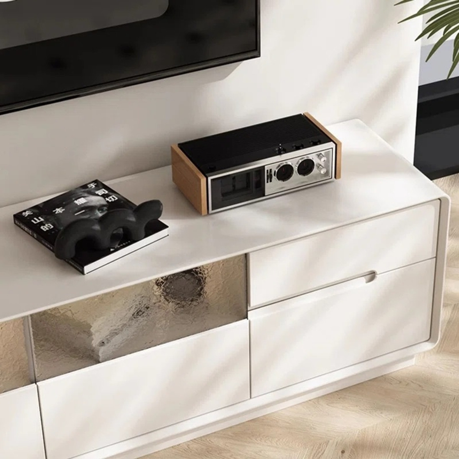 Image of NG Decor Household Solid Wood TV Cabinet. 78.74'' Media Console Solid Wood TV Entertainment Unit