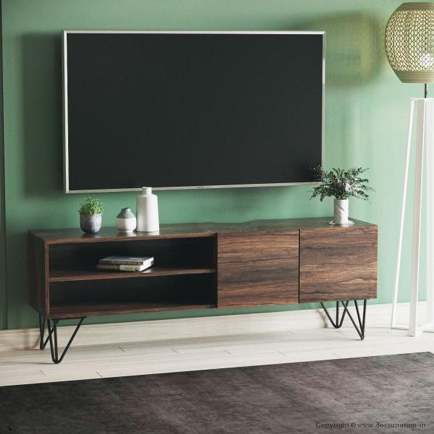 Image of DecorNation Jaydon Solid Wood TV Entertainment Unit