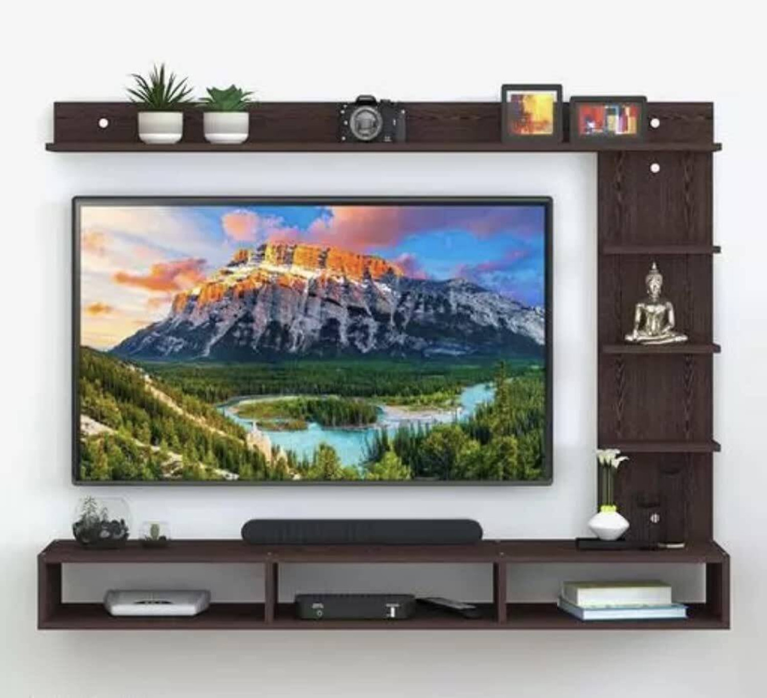Image of Artival Crafts Triple Side TV Cabinet for Bedroom in 32 inch Engineered Wood TV Entertainment Unit