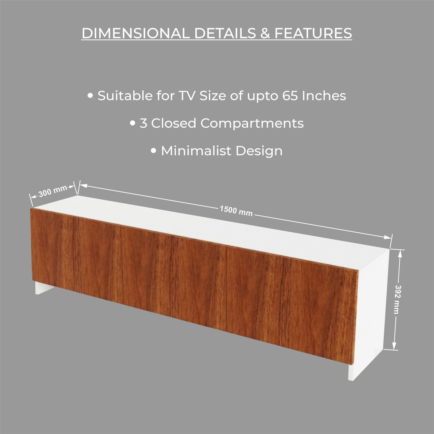 Image of Flipkart Perfect Homes Modern 3 Door TV Cabinet for Living Room Bedroom with Closed Storage Cabinets Engineered Wood TV Entertainment Unit