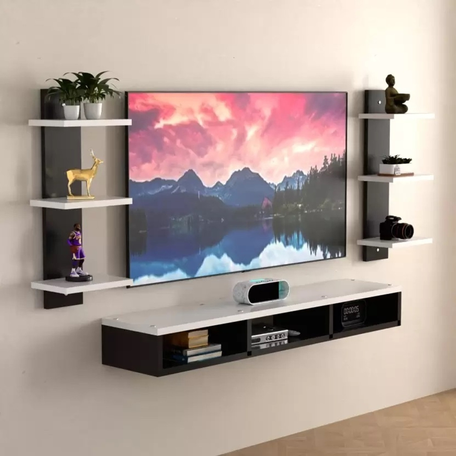 Image of THESMARTCRAFTS Entertainment Unit /TV Cabinet with Rack for Set Top & Decorative Objects Engineered Wood TV Entertainment Unit