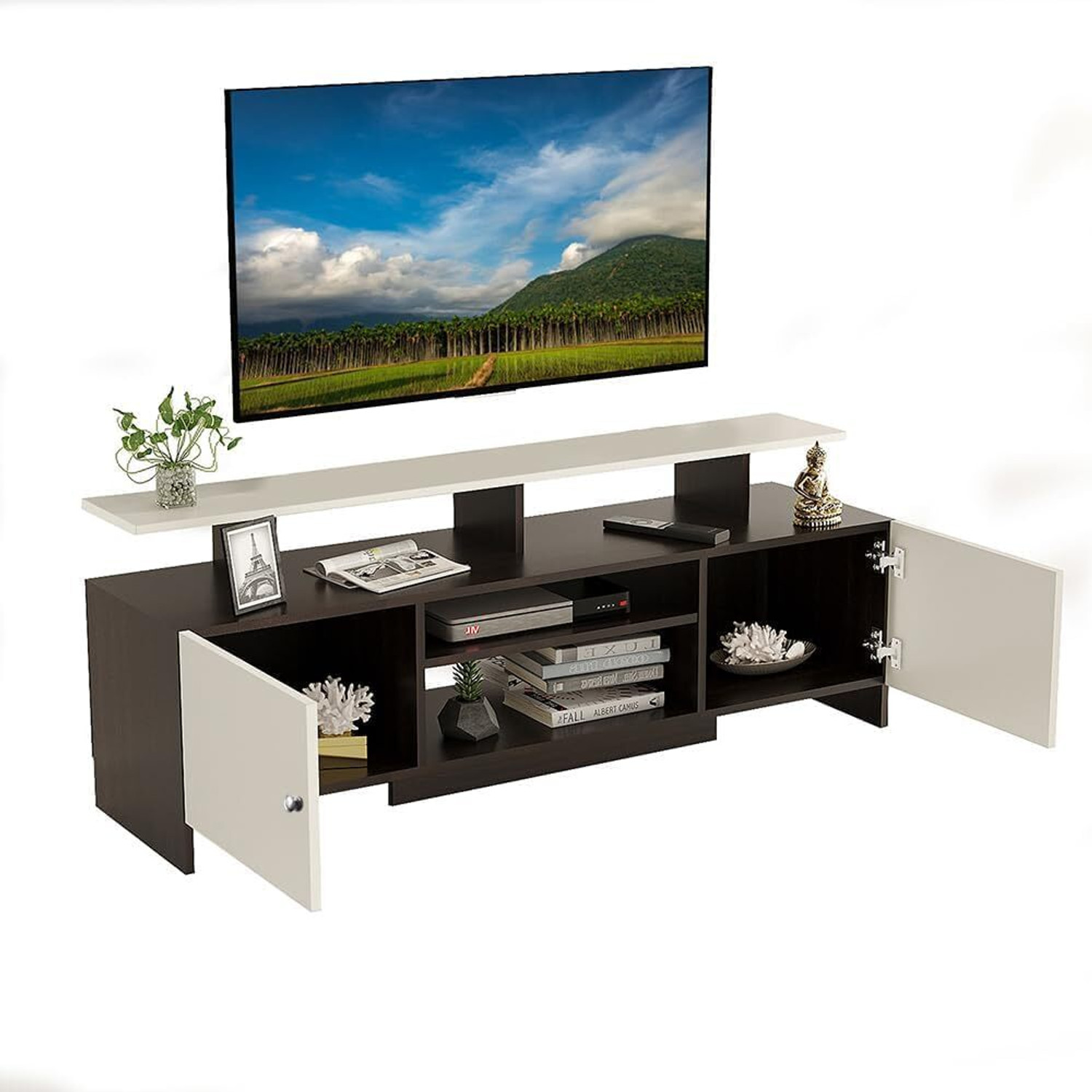 Image of Buildream Engineered Wood Tv Unit for Living Room Floor Standing Tv Cabinet Engineered Wood TV Entertainment Unit