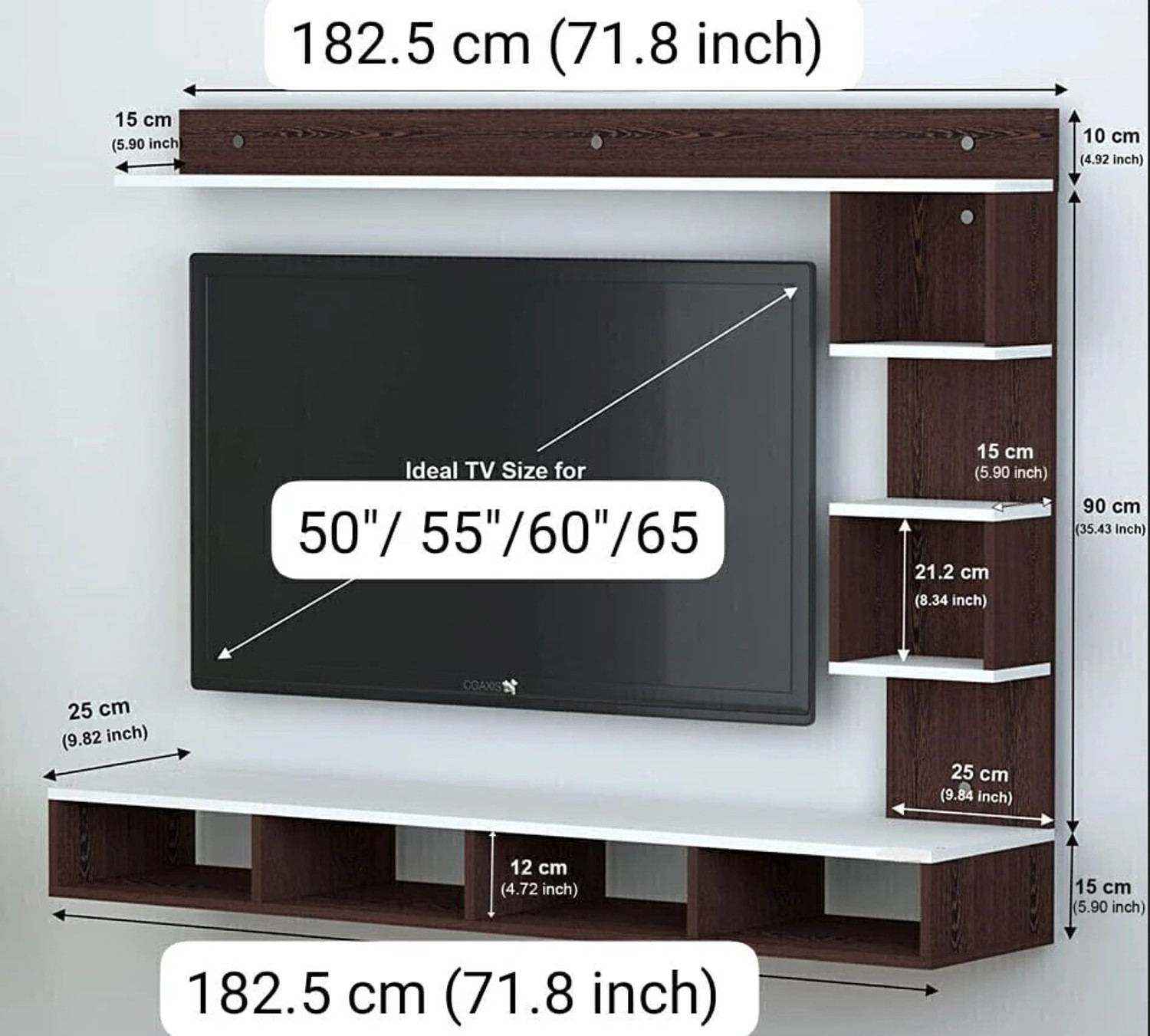 Image of TheGoodLuck 32 to 65 Inches TV Showcase Frame Media Origanizer Engineered Wood TV Entertainment Unit