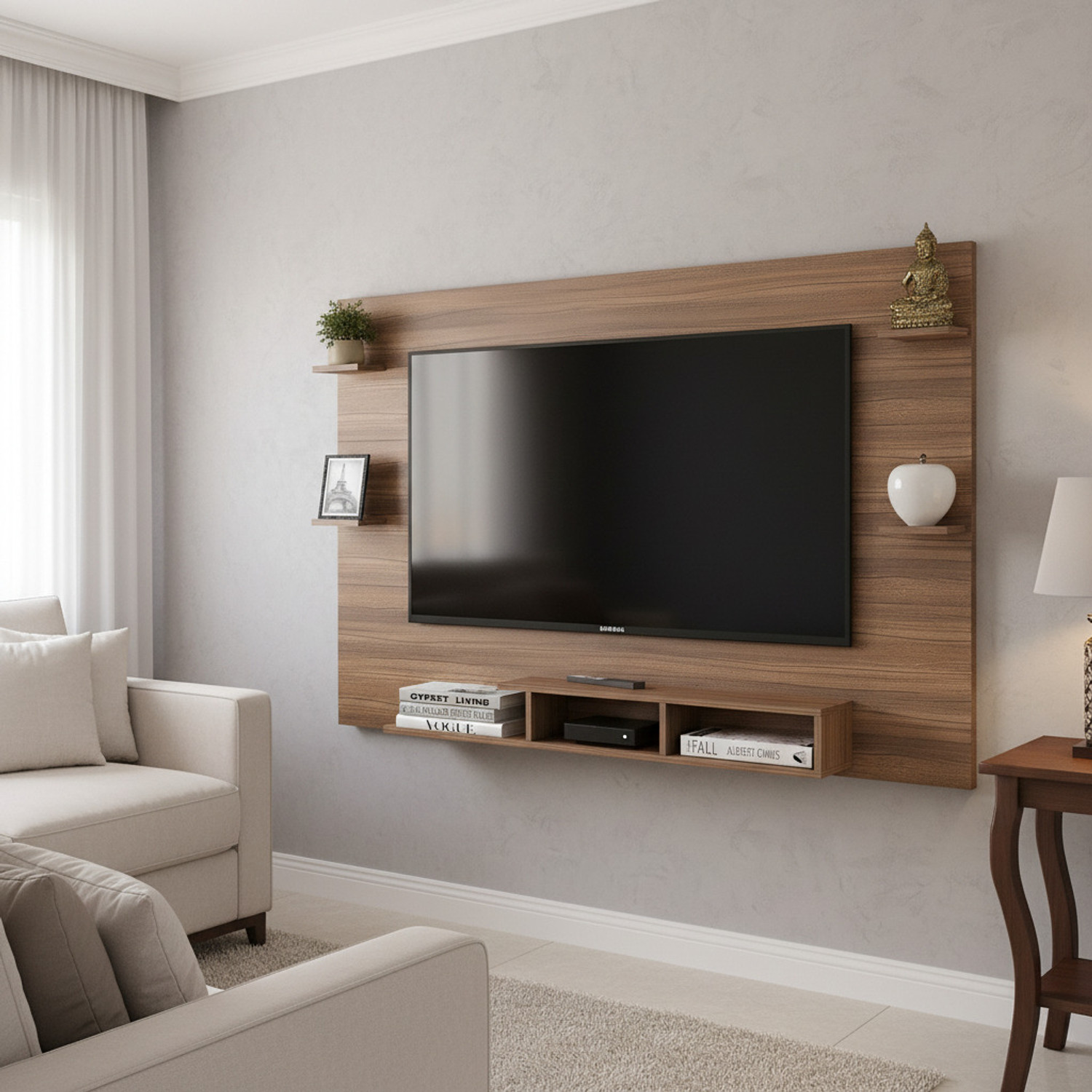 Image of FURNEASER Harrison Wall-mount Tv Unit with Back Panel, Cabinet, Stand, Rack, Shelf, Engineered Wood TV Entertainment Unit