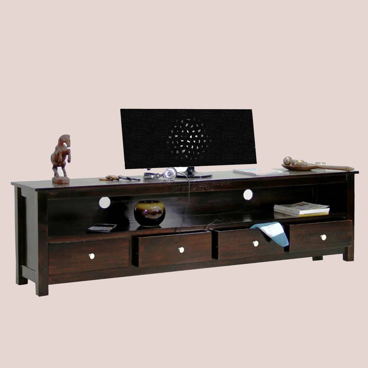 RD SOLID WOOD Sheesham Wood Four Drawer Solid Wood TV Entertainme