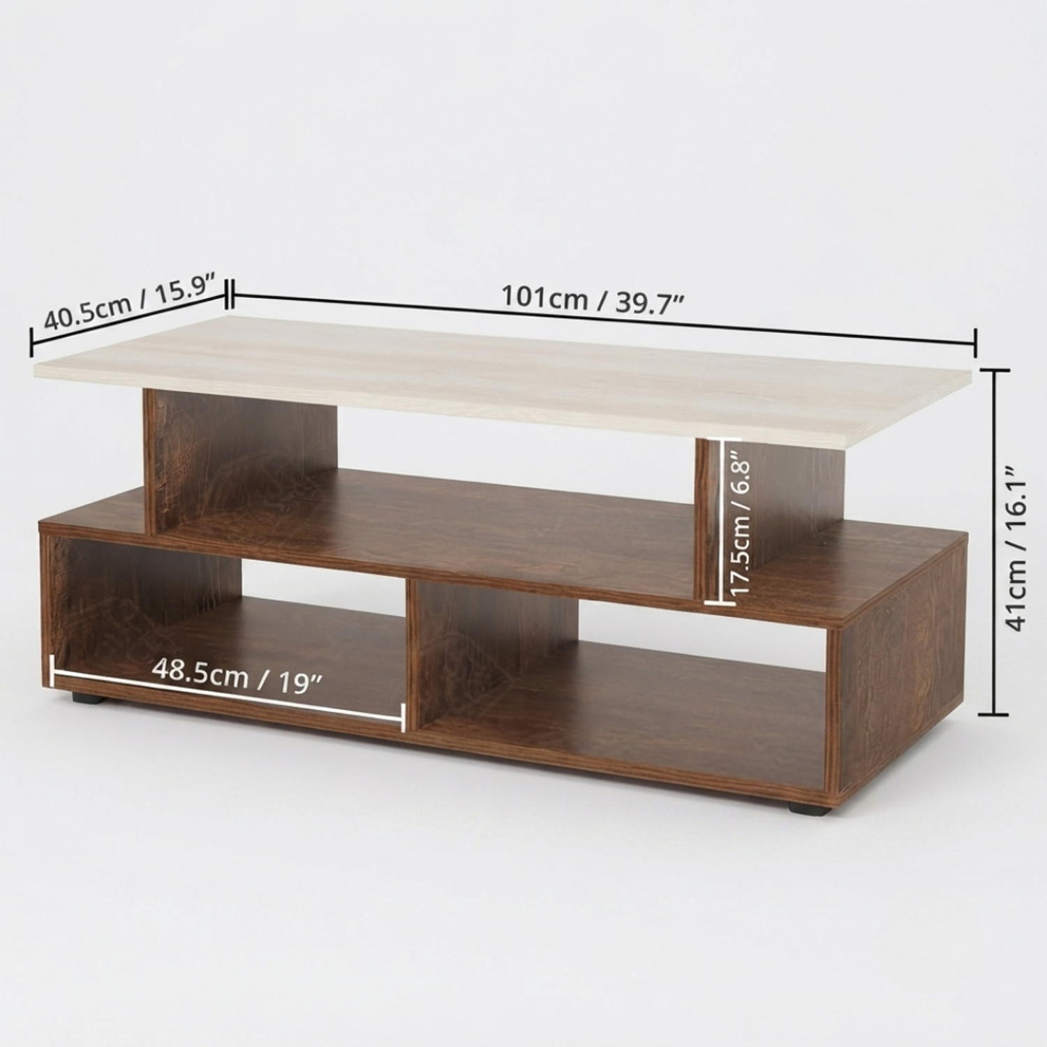 Image of Flipkart Perfect Homes Nuro Stand Rack Console Cabinet 17 mm Thick Free-standing 101 x 40.5 x 41 cm Engineered Wood TV Entertainment Unit (Finish Color - Walnut & White, DIY(Do-It-Yourself))