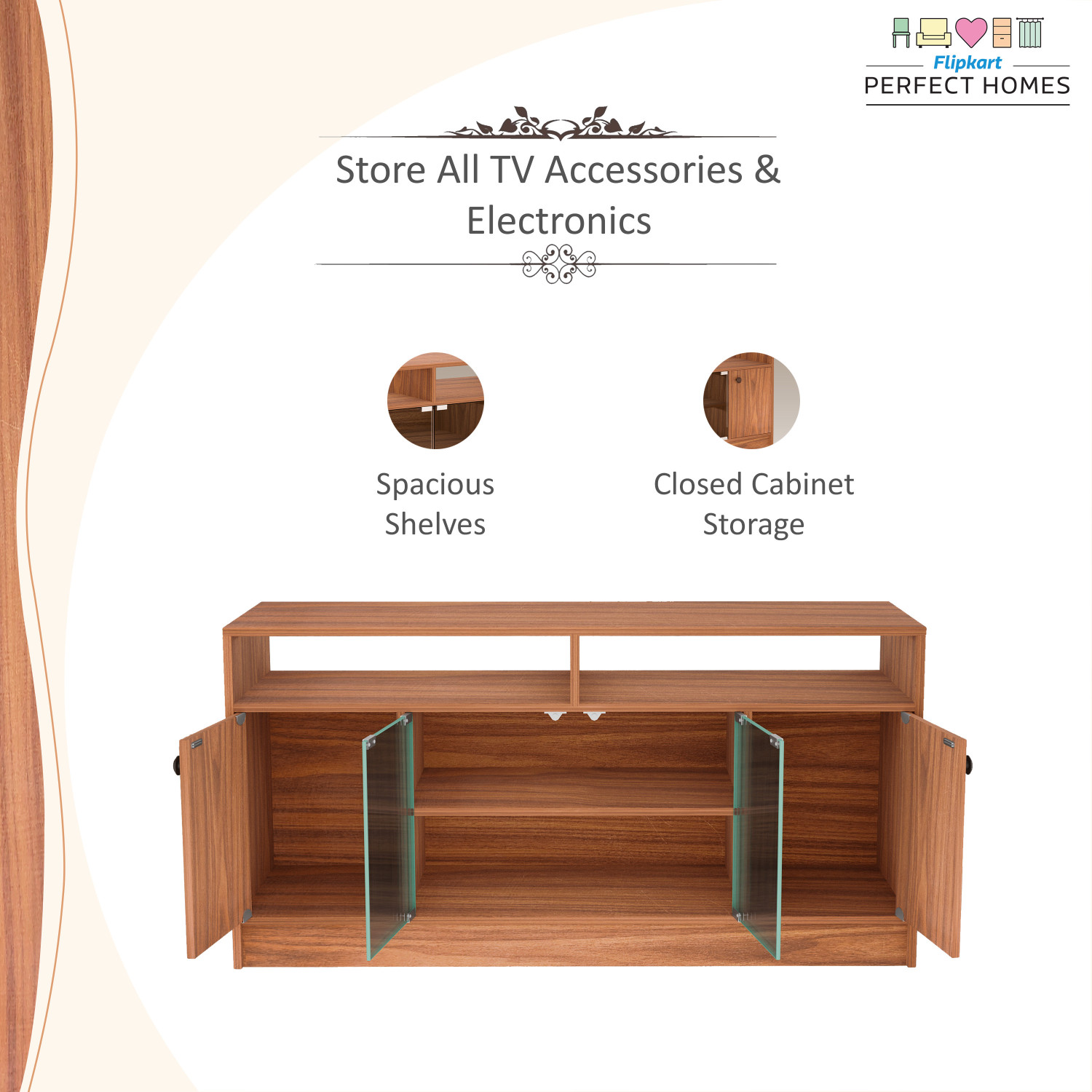 Image of Flipkart Perfect Homes Phonox Engineered Wood TV Entertainment Unit