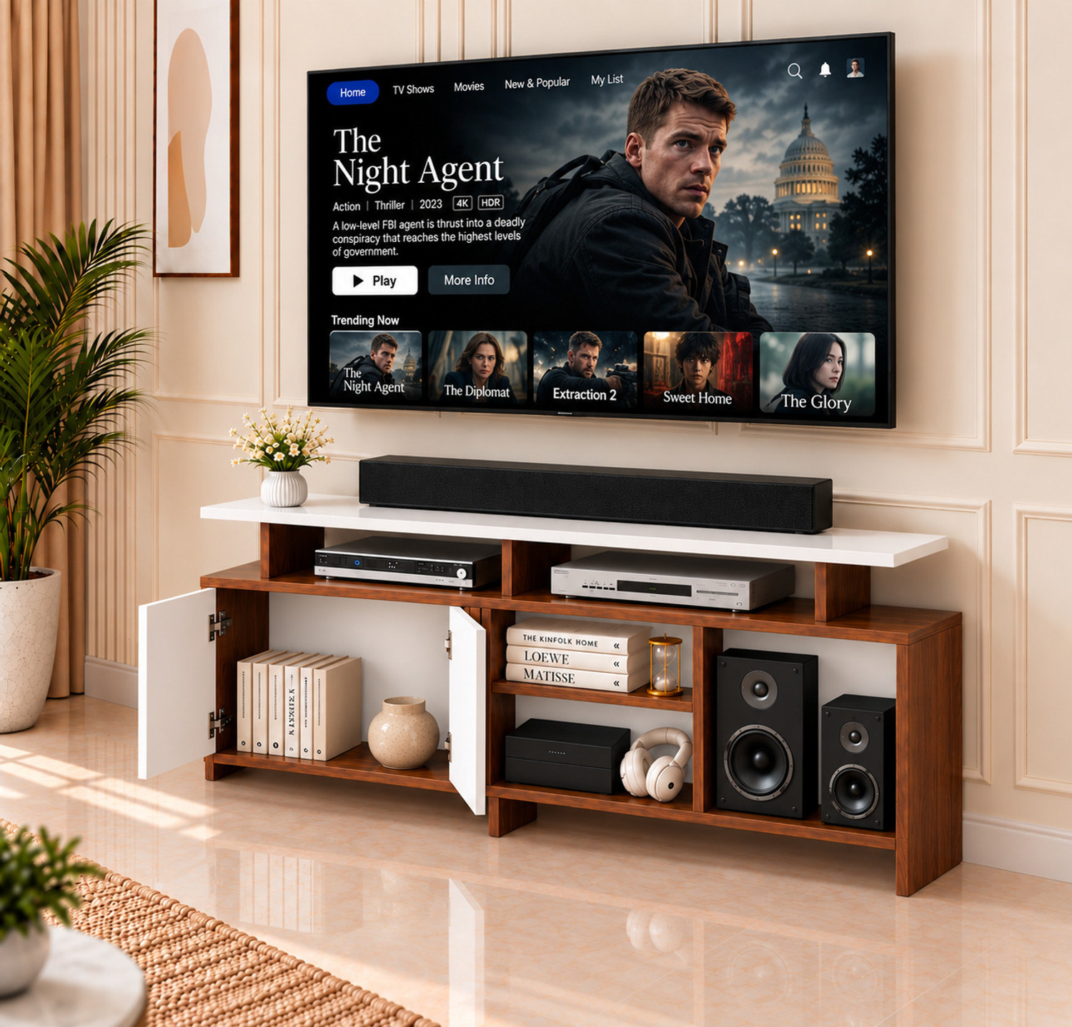 Image of Flipkart Perfect Homes Engineered Wood TV Entertainment Unit (Finish Color - Multicolor, DIY(Do-It-Yourself))