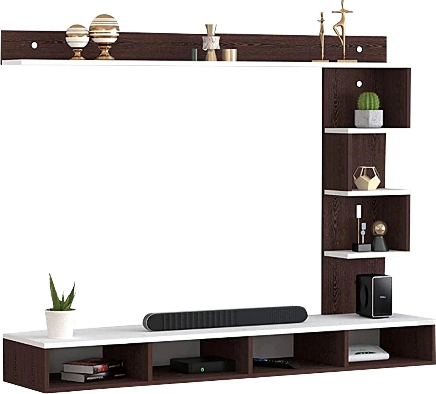 Image of TheGoodLuck 32 to 65 Inches TV Showcase Frame Media Origanizer Engineered Wood TV Entertainment Unit