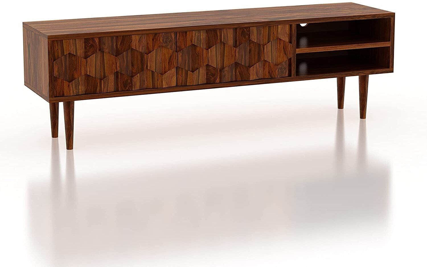 Image of Ganpati Arts Sheesham Wood Hexa Tv Unit /Tv Cabinet /Wooden Tv Entertainment Unit For Home Solid Wood TV Entertainment Unit