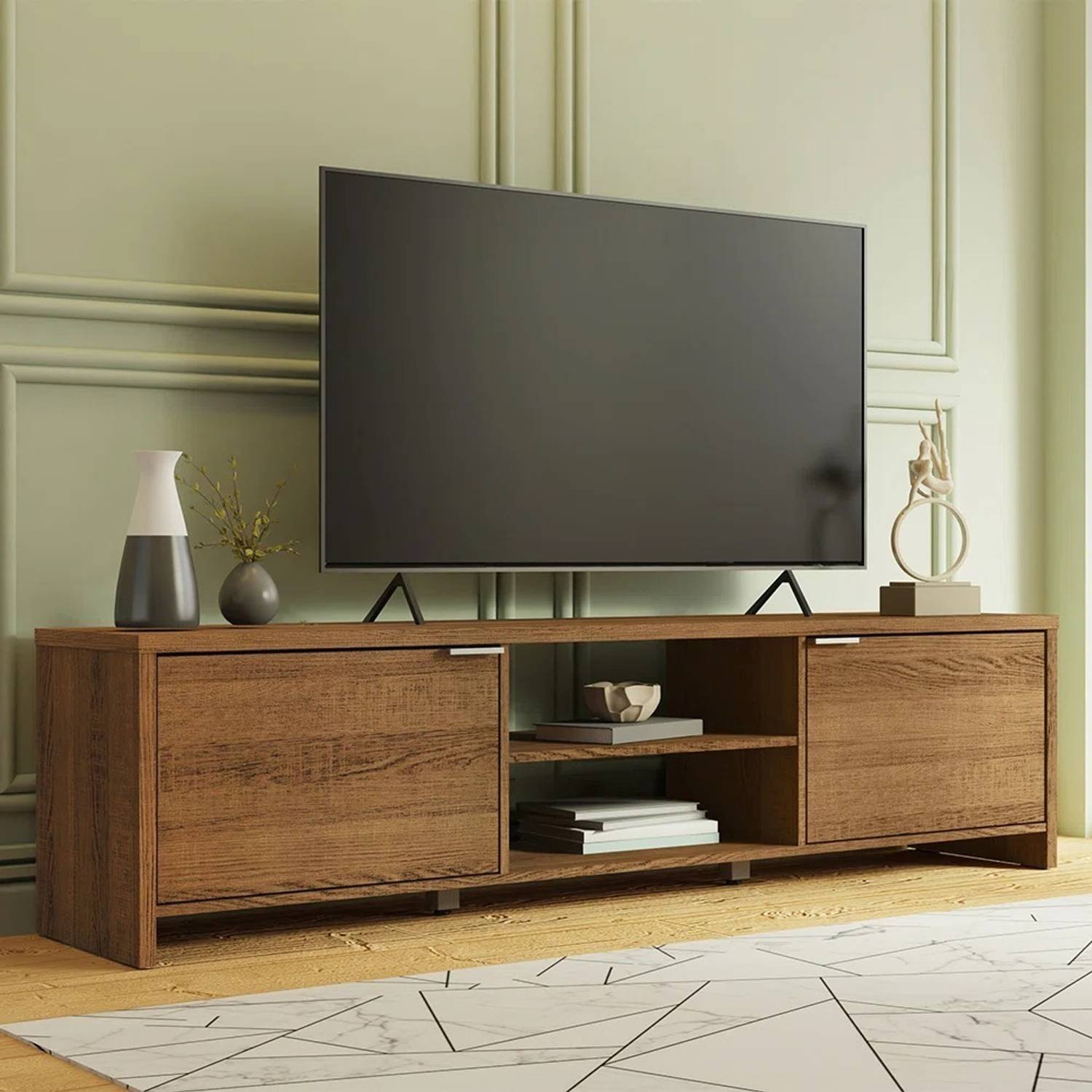 UNITEK FURNITURE Louis Rosewood (Sheesham) Solid Wood TV Entertai