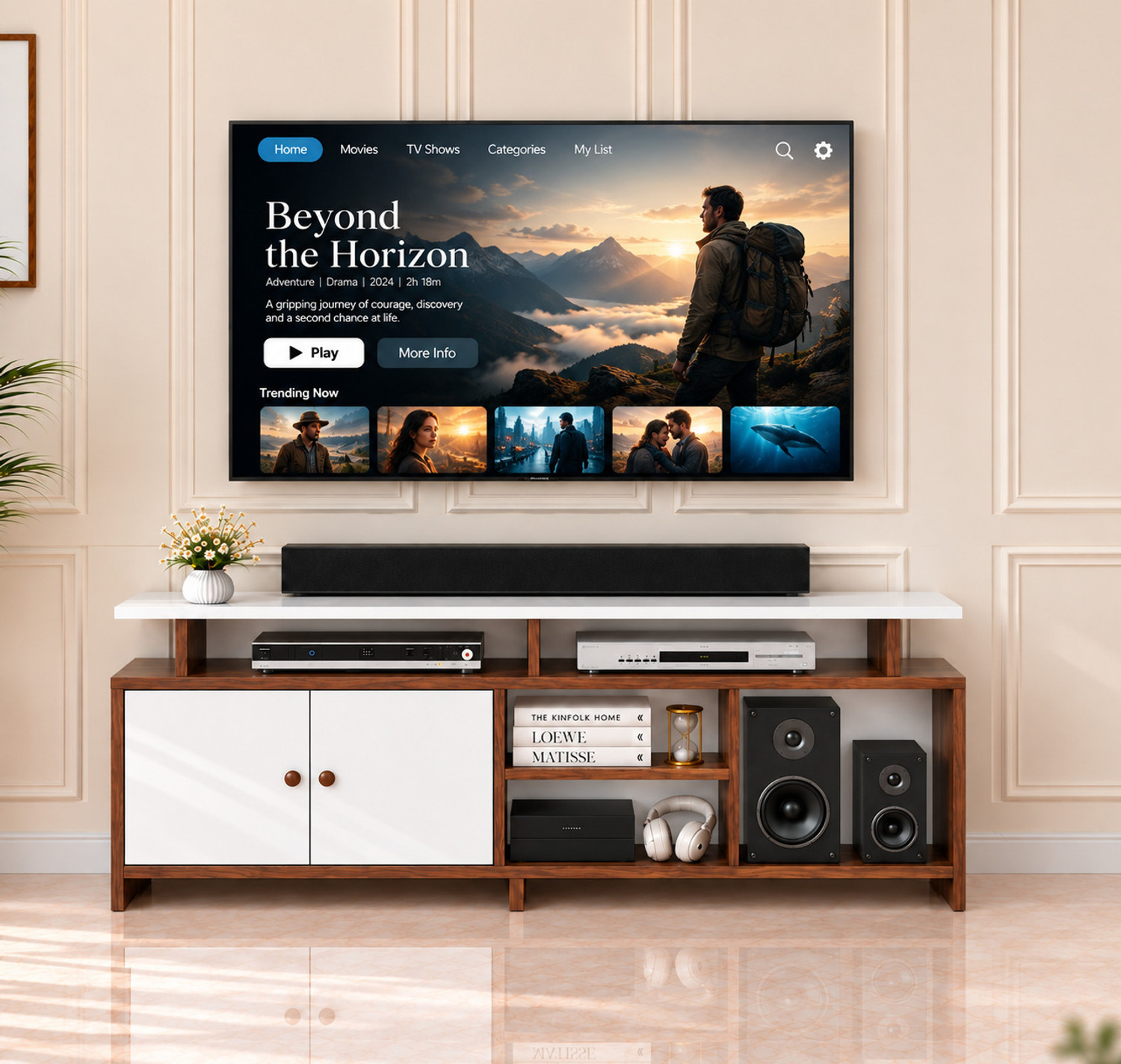 Image of Flipkart Perfect Homes Engineered Wood TV Entertainment Unit (Finish Color - Multicolor, DIY(Do-It-Yourself))