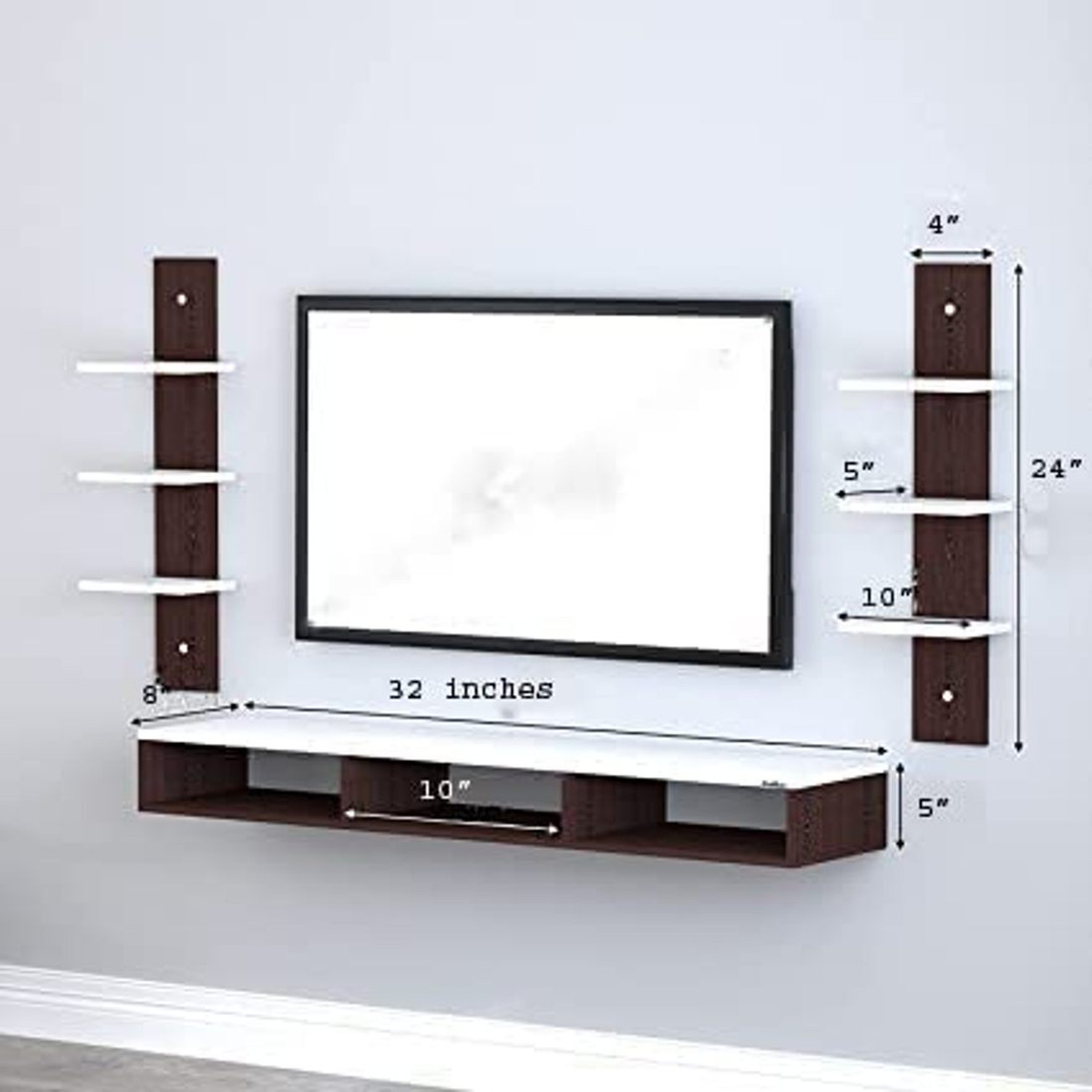 Image of Hridya Handicrafts Wall Mount Tv Entertainment Unit Living Room 32 INCH TV Engineered Wood TV Entertainment Unit