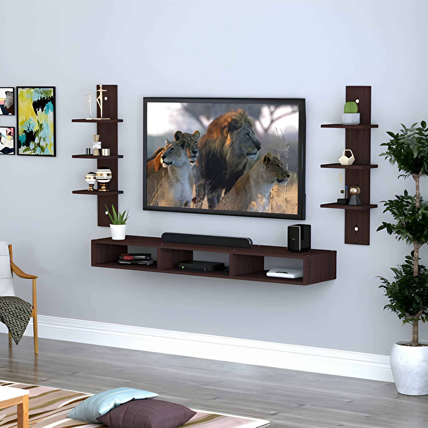 Image of Artival Crafts MDF TV Unit for 32 Inch LED TV | Modern Entertainment Center with Storage Engineered Wood TV Entertainment Unit