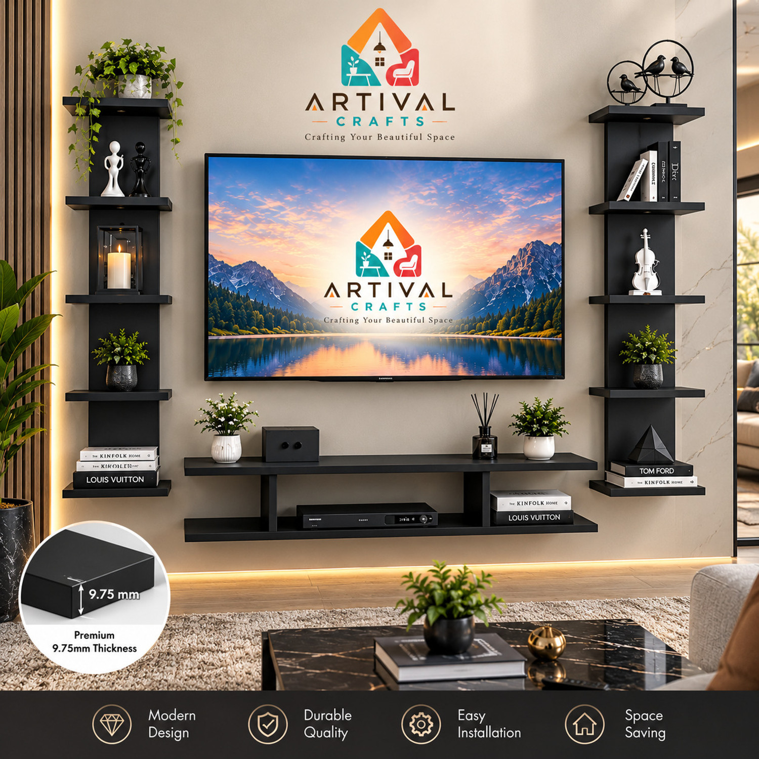 Image of Artival Crafts TV Cabinet 55 inch Premium TV Unit Engineered Wood TV Entertainment Unit