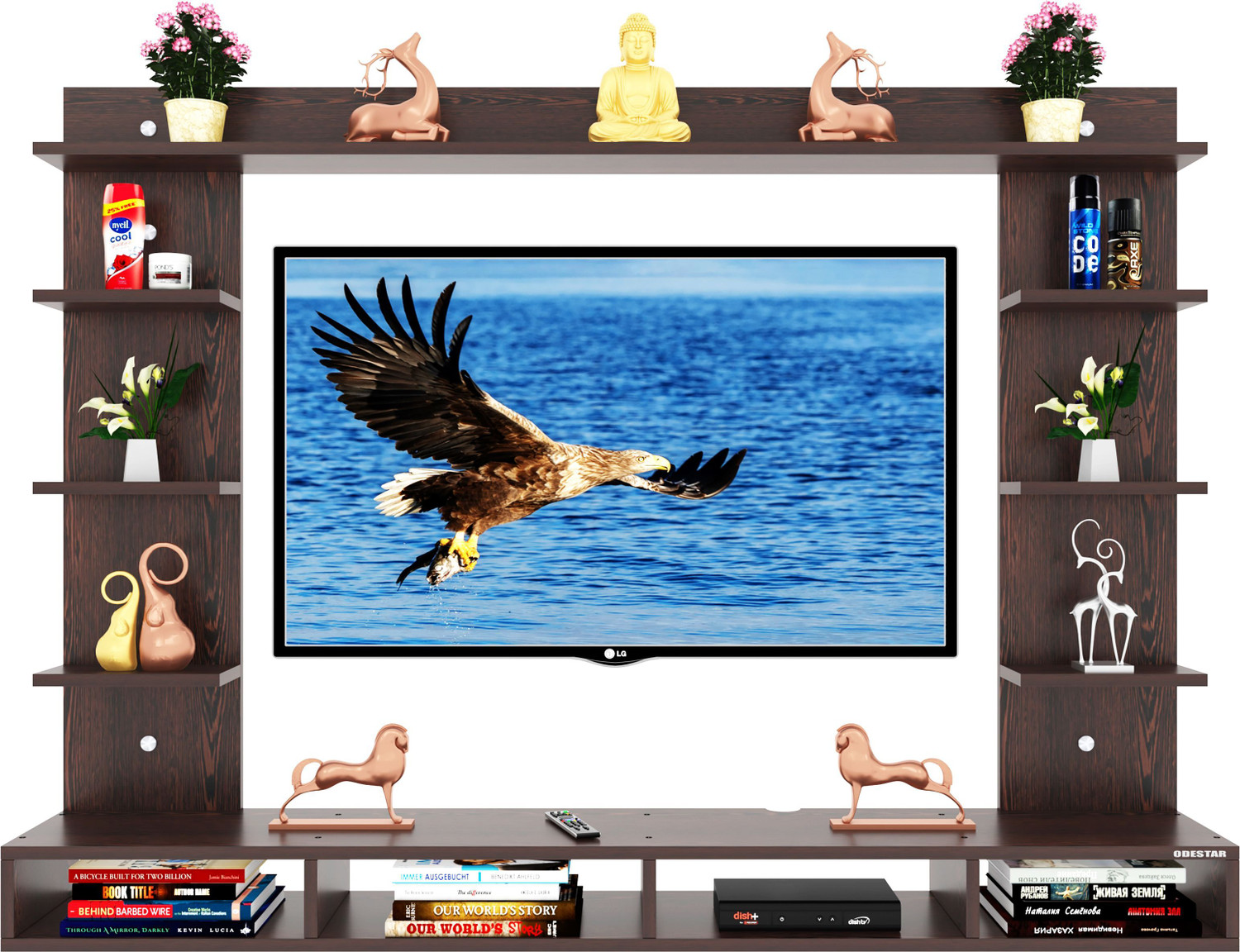 Image of Odestar Tv Unit For Living Room Upto 55 inch Tv Furniture Stand Tv Cabinate Engineered Wood TV Entertainment Unit