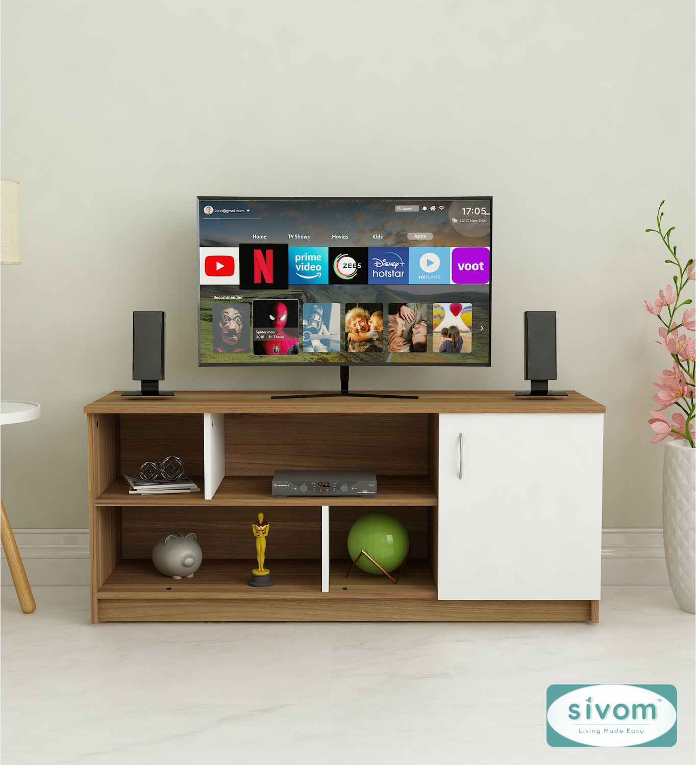 Image of SIVOM Fortune Multipurpose TV Unit fits upto 43 inch with Storage Engineered Wood TV Entertainment Unit