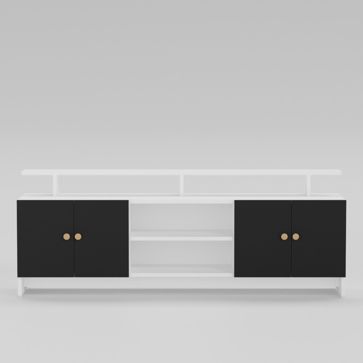 Image of Flipkart Perfect Homes TV Stand Table for Living Room | TV Unit Cabinet Furniture for Home |Living room Engineered Wood TV Entertainment Unit (Finish Color - White & Black, DIY(Do-It-Yourself))