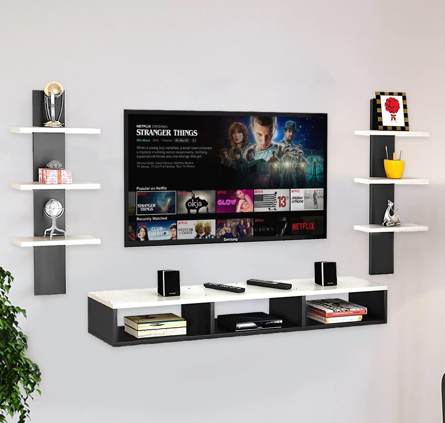 Image of THESMARTCRAFTS Entertainment Unit /TV Cabinet with Rack for Set Top & Decorative Objects Engineered Wood TV Entertainment Unit