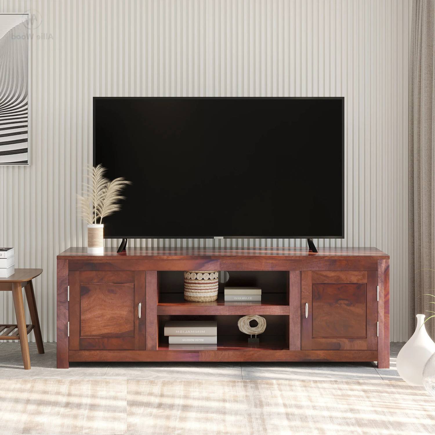 Allie Wood Rosewood ( Sheesham ) Engineered Wood TV Entertainment Unit